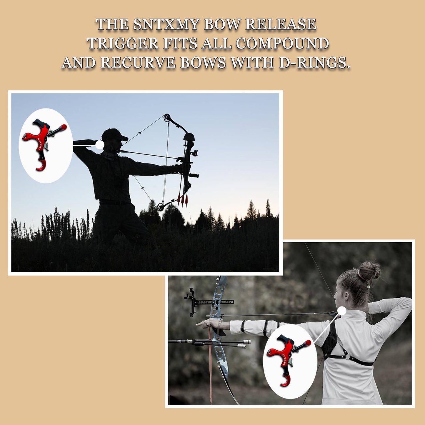 sntxmy Bow Release for Compound Bow, Archery Release Trigger, Compound Bow Release, Thumb Release.
