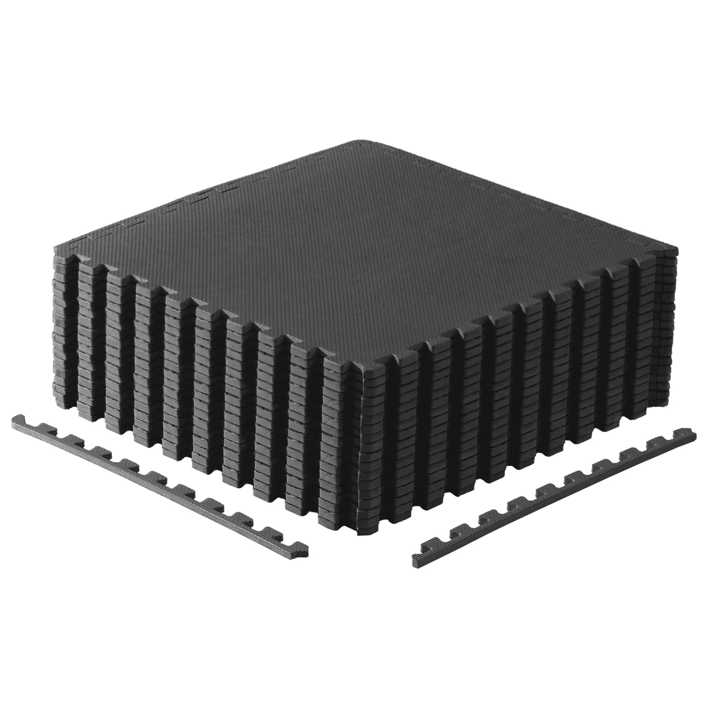 CAP Barbell 1/2-Inch Interlocking EVA Foam Exercise Puzzle Mats - 3 Pack | 24" x 24" x 1/2" | T Pattern - Black