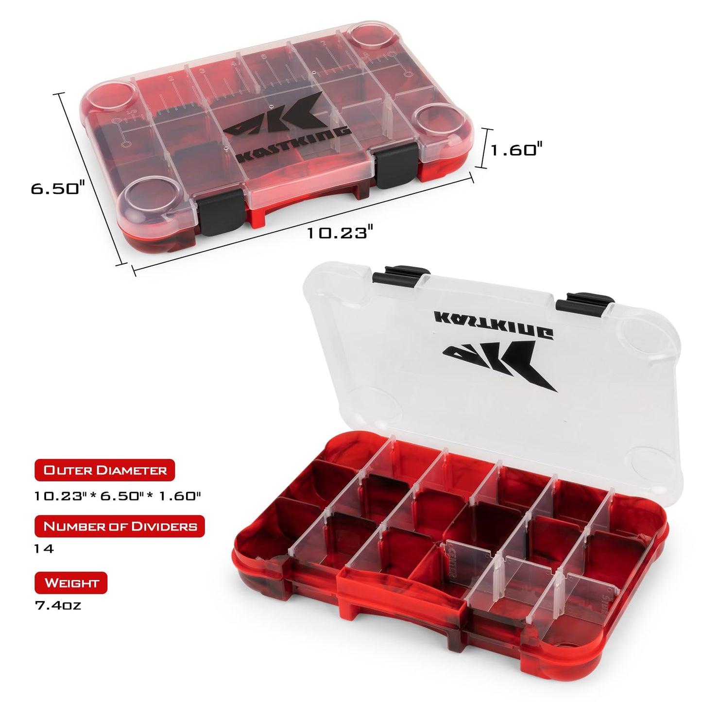 KastKing Bait Vault Camouflage Tackle Box, Plastic Tackle Trays, Fishing Tackle Box Storage Organizer with Removable Dividers, 4 Packs Lure Boxes Terminal Tackle Storage, Rounded Corner