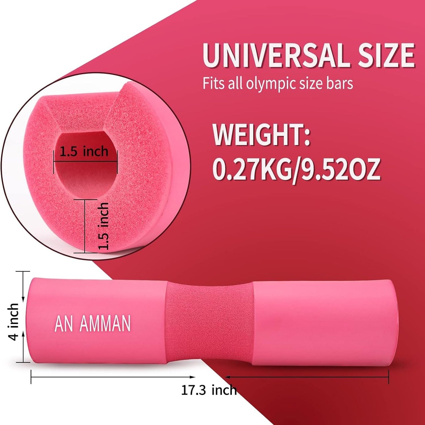 AN AMMAN Barbell Pad Perfect for Squat, Hip Thrust - Relieves Neck and Shoulder Pain Thick Foam Cushion - Gym Workout Smith Machine Thruster Weightlifting Green