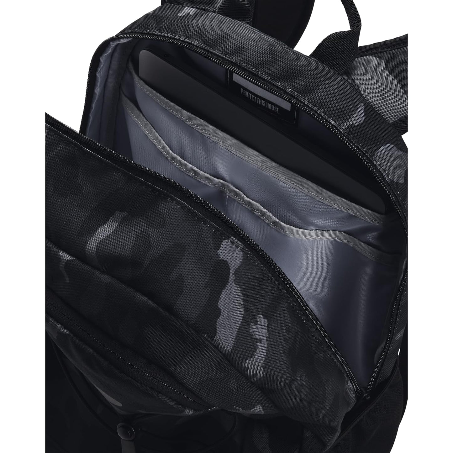 Under Armour Unisex-Adult Hustle Sport Backpack, (023) Black/Black/Metallic Black, One Size Fits All