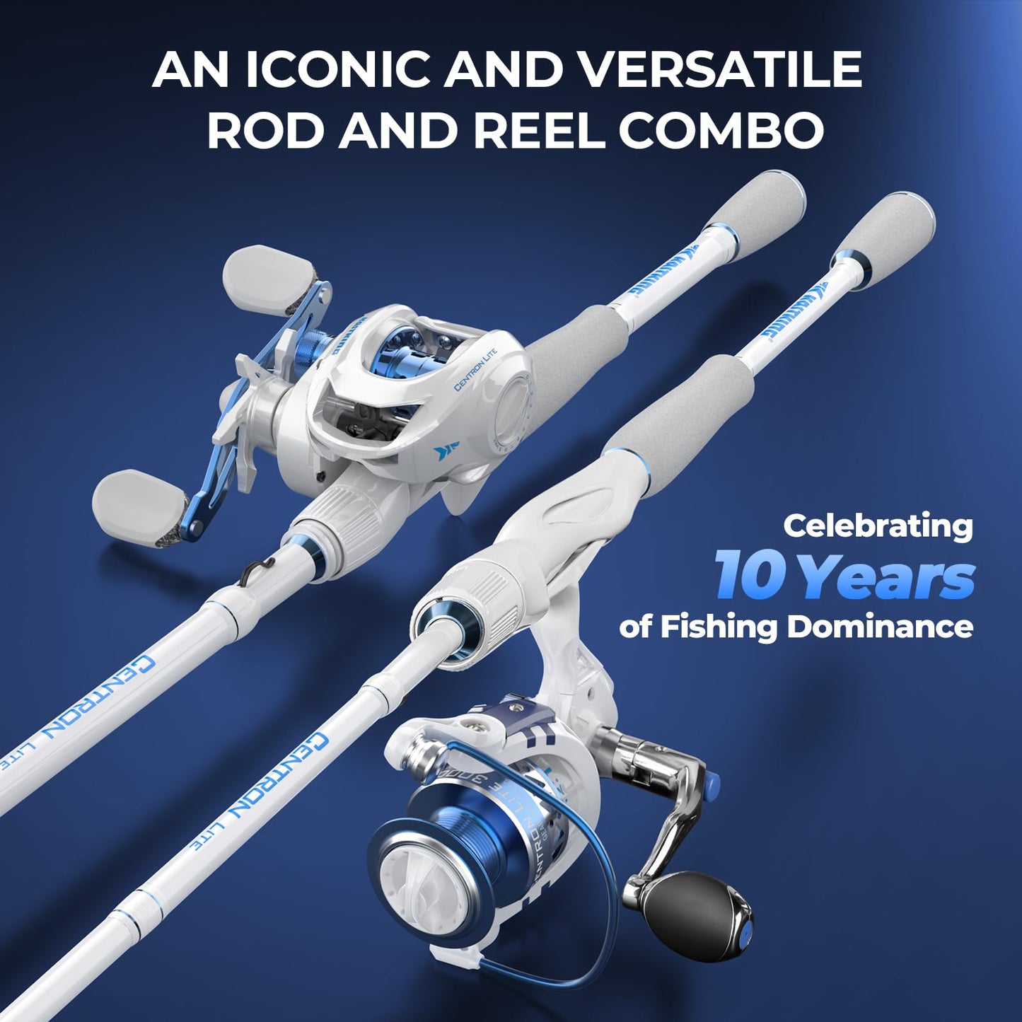 KastKing Centron Lite Spinning Fishing Reel Combo 6'6" M, 2000 Reel White