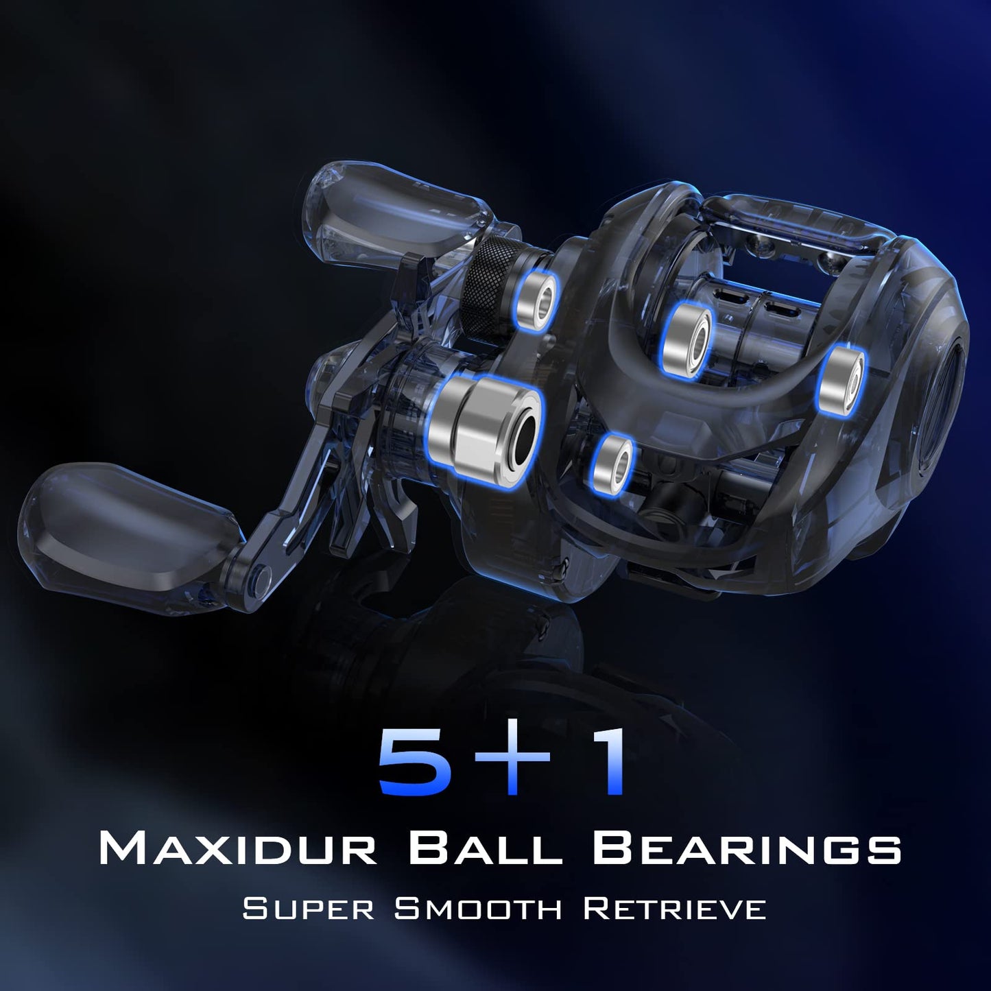 KastKing Centron Lite Baitcasting Fishing Reel, 7.1:1 Gear Ratio, Left Handed Reel, Black
