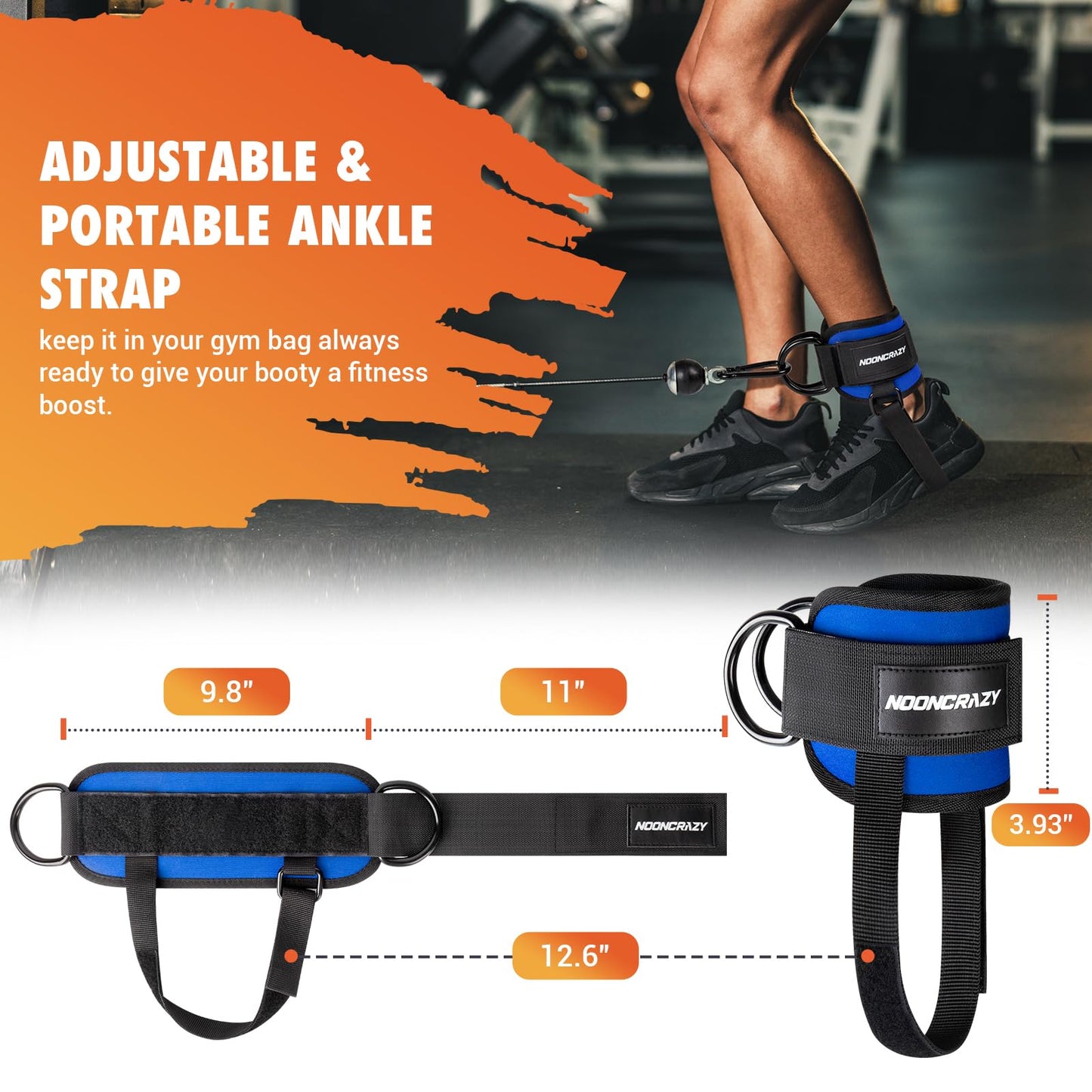 Ankle Strap for Cable Machine Women, Adjustable Gym Cable Ankle Straps for Kickbacks, Glute Workouts, Leg Extensions, Curls, Booty Hip Abductors, Ankle Cuff for Cable Machine Accessories(Blue)