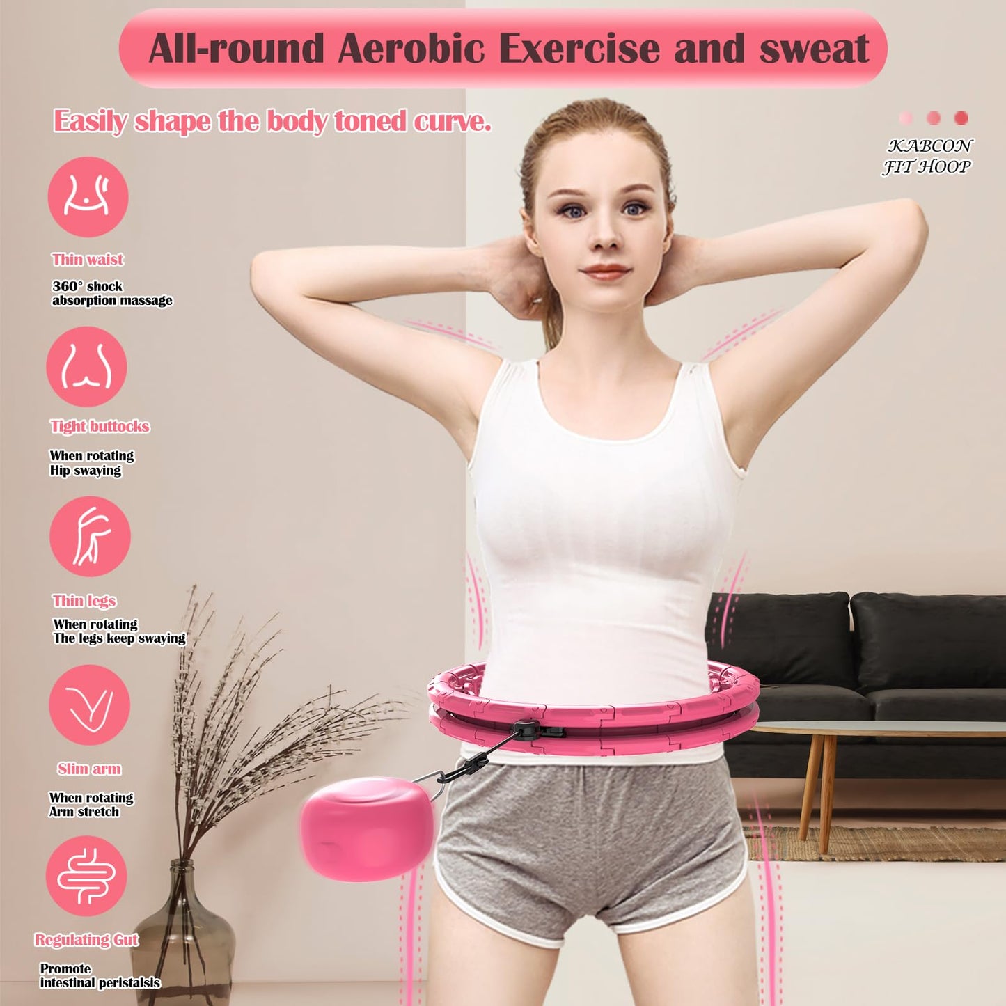 Infinity Weighted Exercise Hoop Plus Size for Adults Weight Loss,16/30/31/32 knots Smart Fitness circle for Women/Men Fitness Aids,Fitness and Massage 2 in 1,with Weight Adjustable Spinning Ball