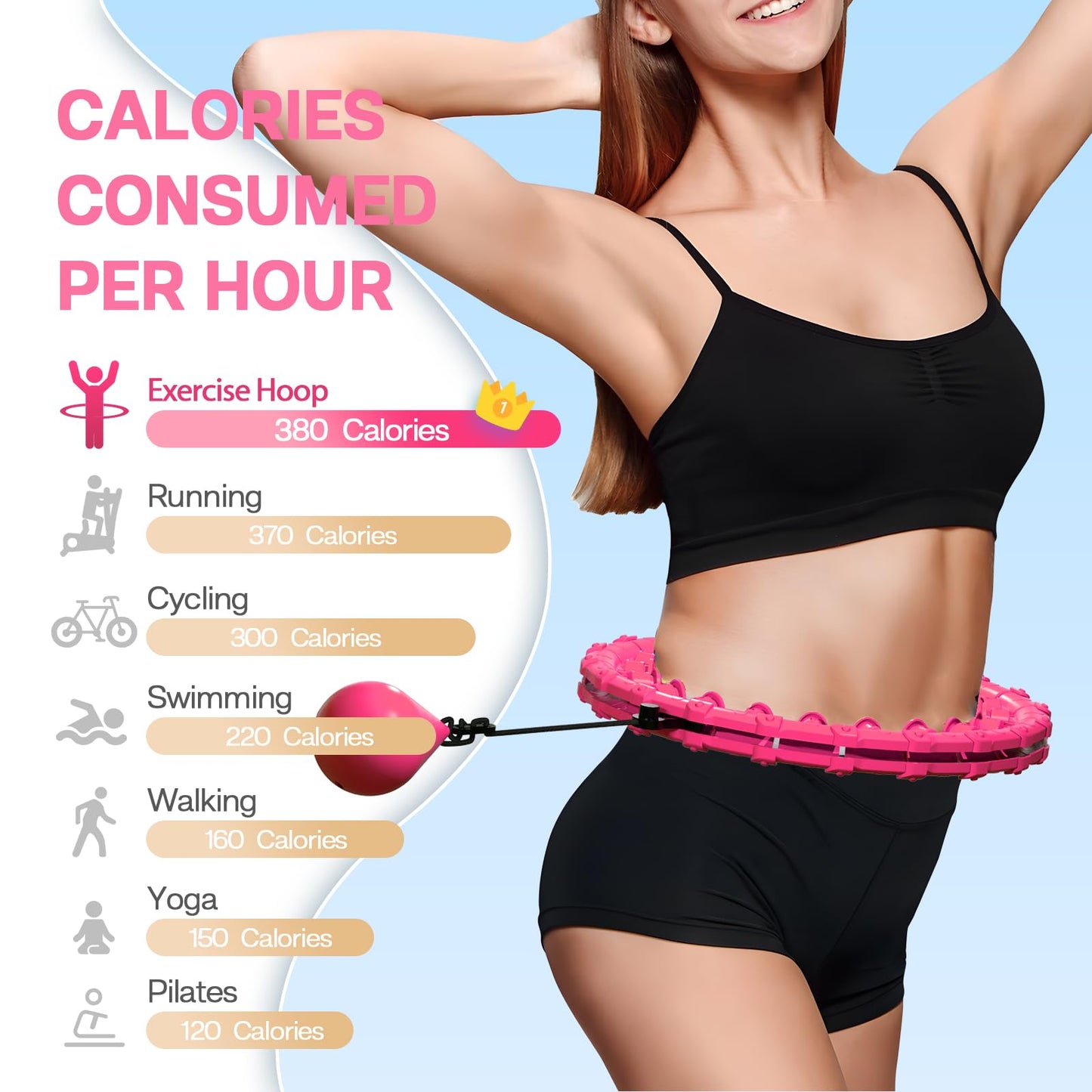 ZIBTREK Weighted Infinity Fitness Hoop for Adult Weight Loss, 2 in 1 Smart Fitness Workout Hula Circle Hoops with 27 Detachable Knots, Exercise Fit Hoop Suitable for Women and Beginners