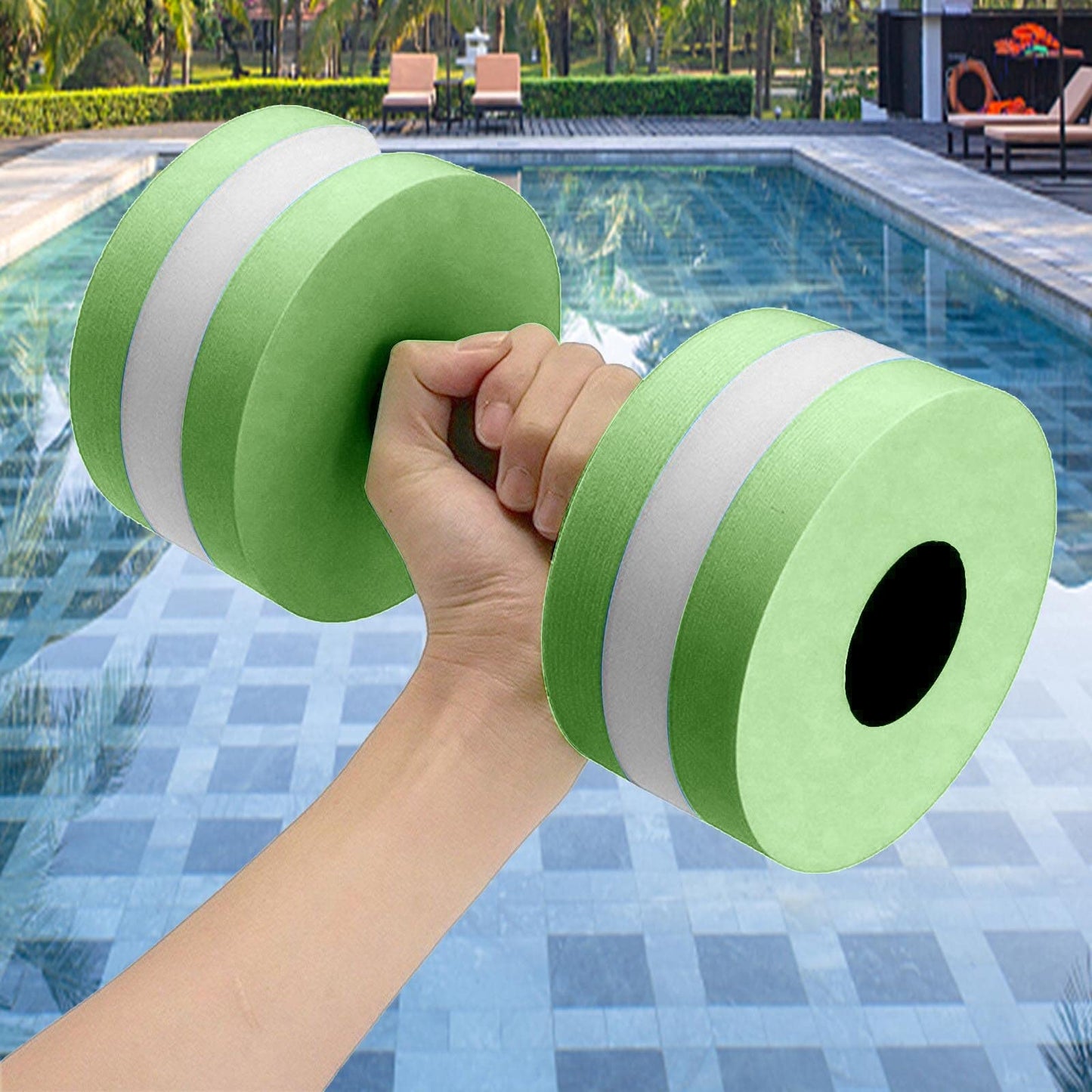 Lagukka Aquatic Dumbbell Set, 2PCS Water Dumbells Pool Resistance Water Fitness Equipment Foam Dumbbell Water Aerobics Fitness