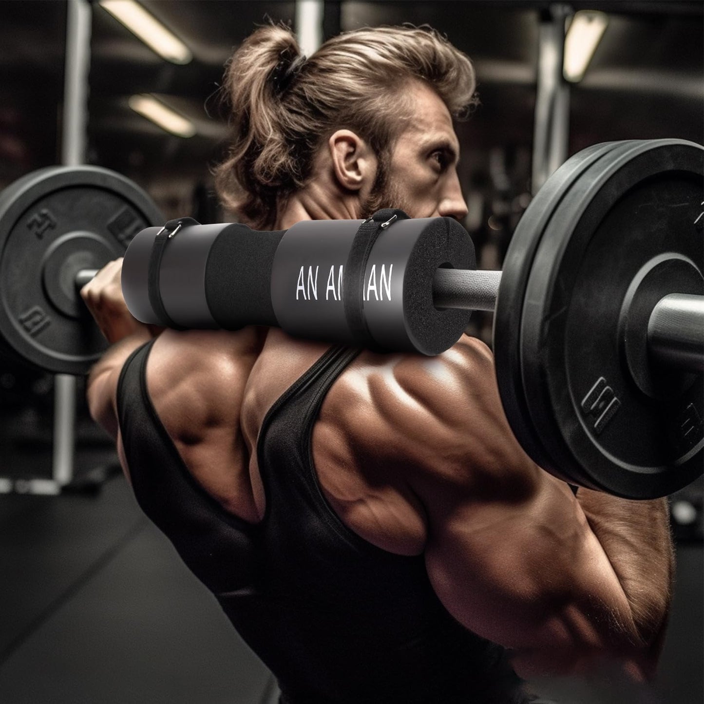 AN AMMAN Barbell Pad Perfect for Squat, Hip Thrust - Relieves Neck and Shoulder Pain Thick Foam Cushion - Gym Workout Smith Machine Thruster Weightlifting Purple Marble Pattern AM001PT