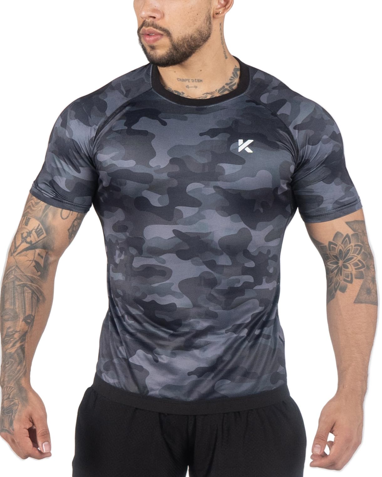 Kewlioo Men's Sauna Suit Shirt - Heat Trapping Sweat Compression Vest, Shapewear Top for Men, Sweat More & Look Great, Gym Workout Exercise Versatile Heat Shaper Jacket (Gray Camo, S)