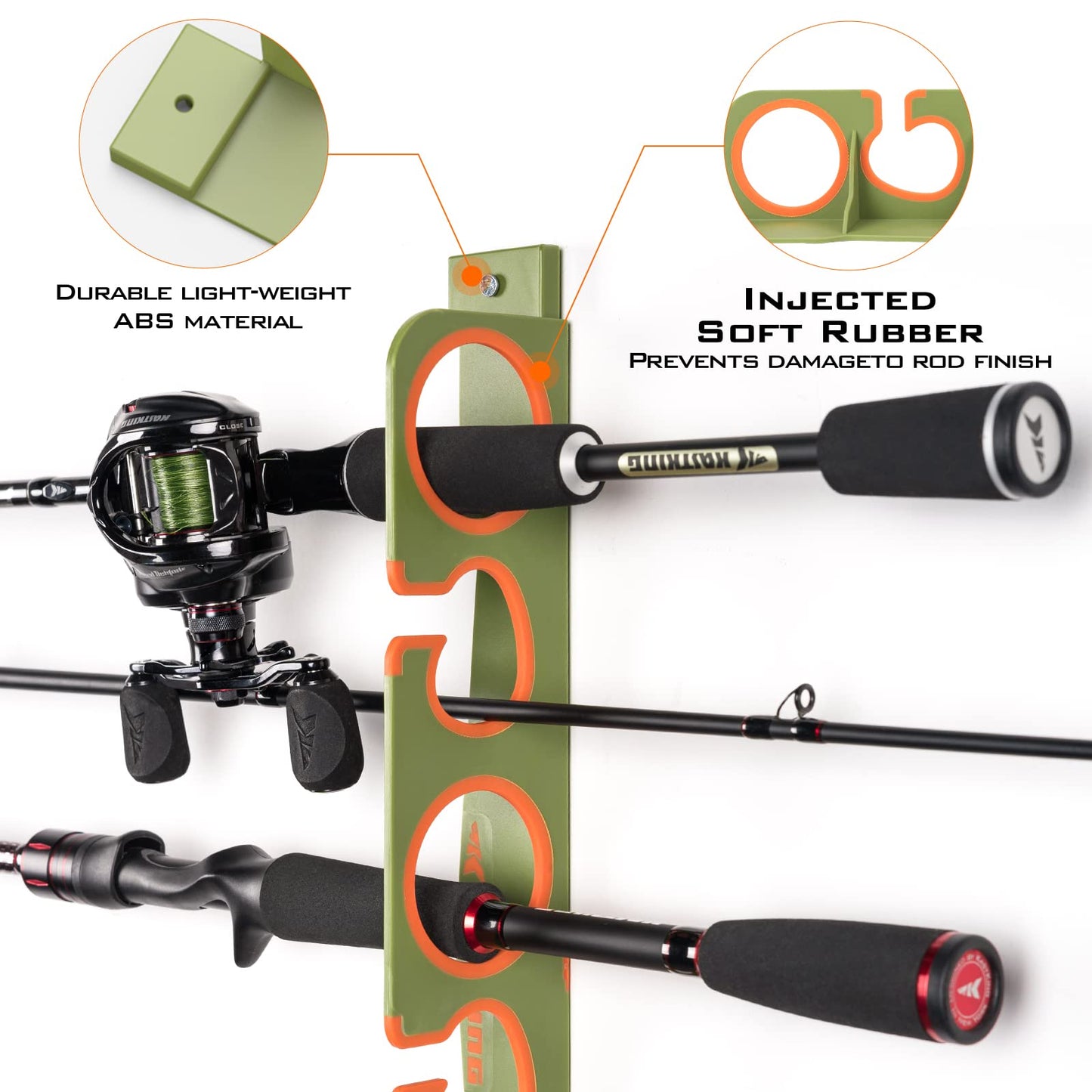 KastKing SafeGuard Fishing Rod Holder for Garage, Wall or Ceiling Mounted Fishing Rod Rack Storage Organizer, Fishing Pole Holder Holds 12 Rods or Combos in Less Than 36 Inches
