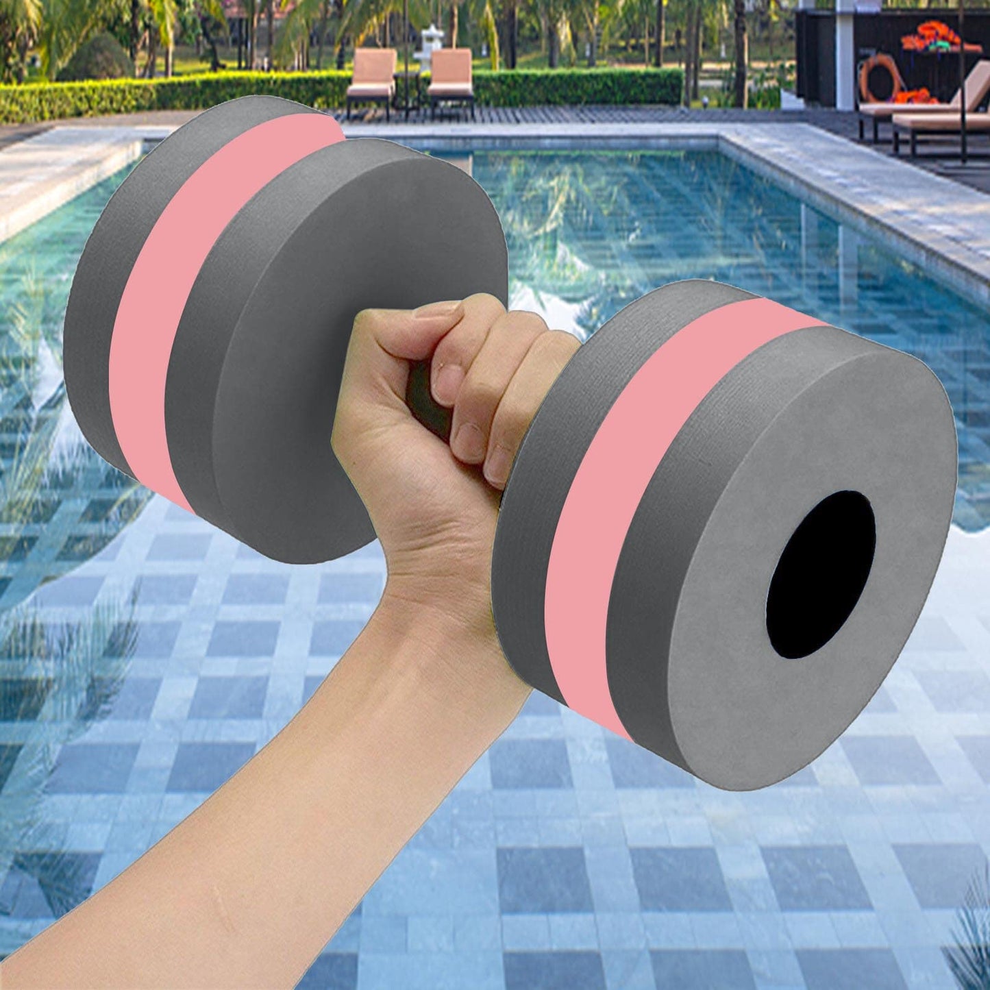 Lagukka Aquatic Dumbbell Set, 2PCS Water Dumbells Pool Resistance Water Fitness Equipment Foam Dumbbell Water Aerobics Fitness