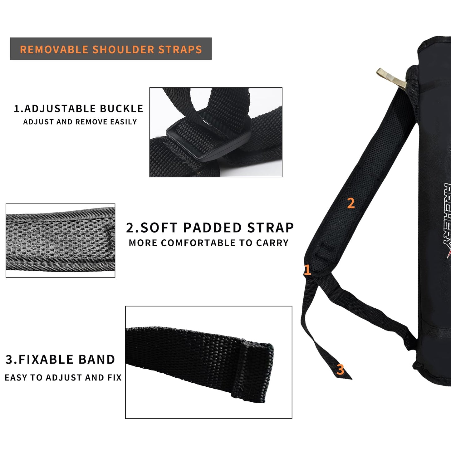 Arrow Quiver, Archery Lightweight Back Arrow Quiver Dual Use Foldable Compact Hip Arrows Bag for Recurve Bow Compound Target Practice Nylon Arrow Bag(Black)