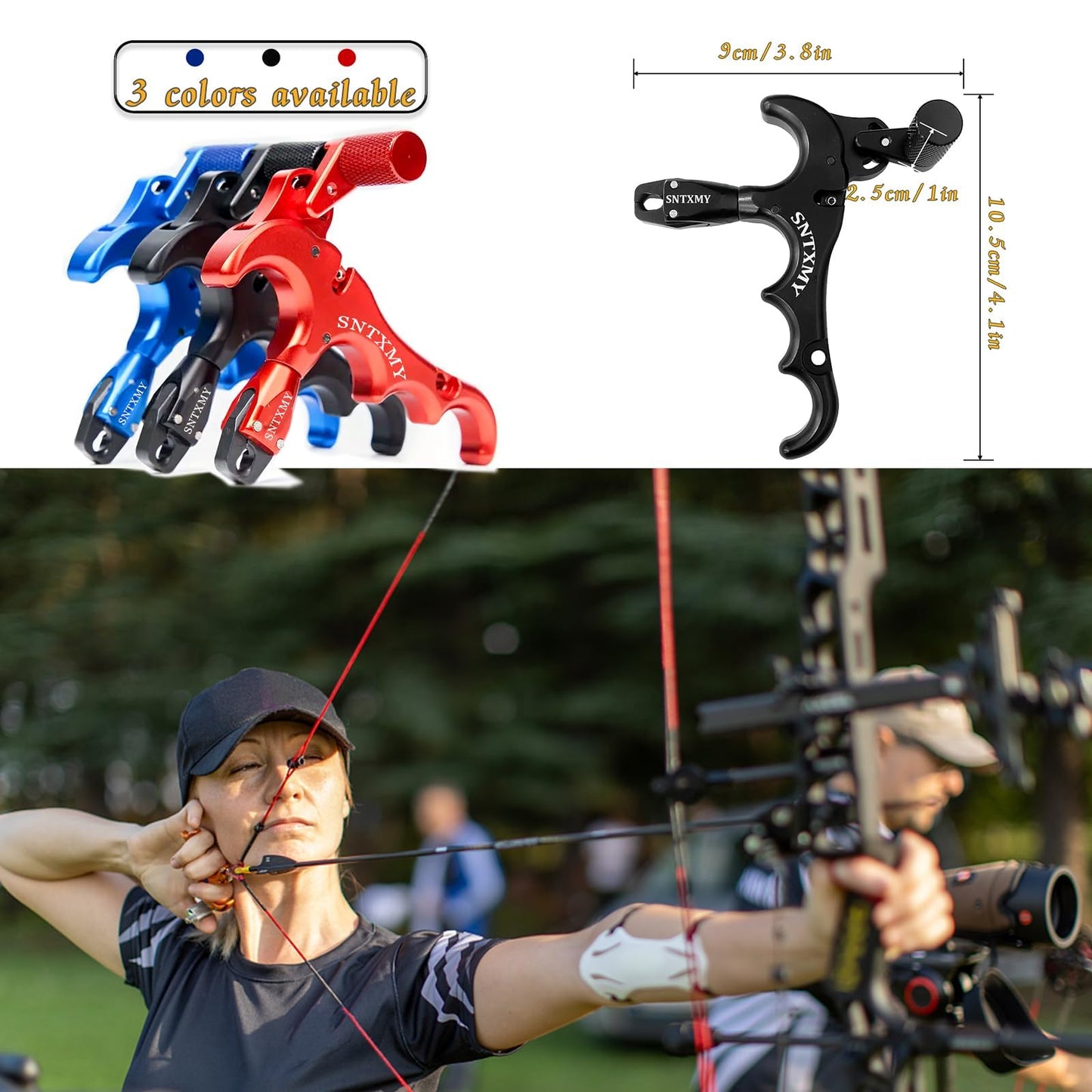 sntxmy Bow Release for Compound Bow, Archery Release Trigger, Compound Bow Release, Thumb Release. (4 Finger Bow Release, Red)