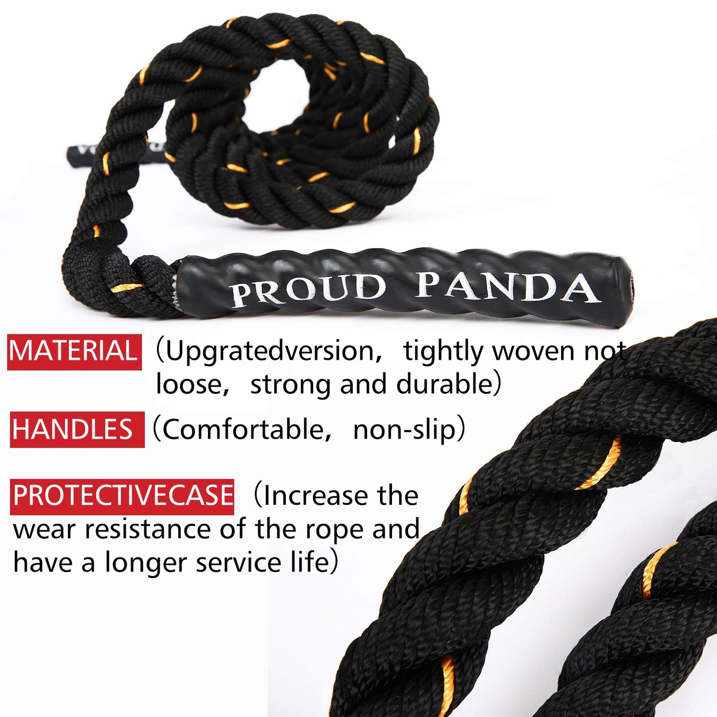 Heavy Jump Ropes for Fitness 2LB, Weighted Adult Skipping Rope Exercise Battle Ropes for Men & Women, Total Body Workouts, Power Training in Gym to Improve Strength and Building Muscle(9.2 ft)