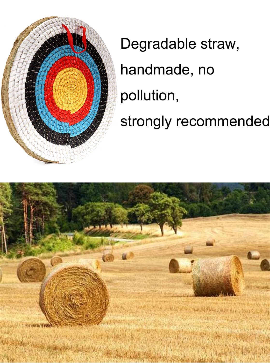 DOSTYLE Archery Targets Traditional Solid Straw Round Archery Target Shooting Bow Coloured Rope Target Face Three Layer for Shooting Practice