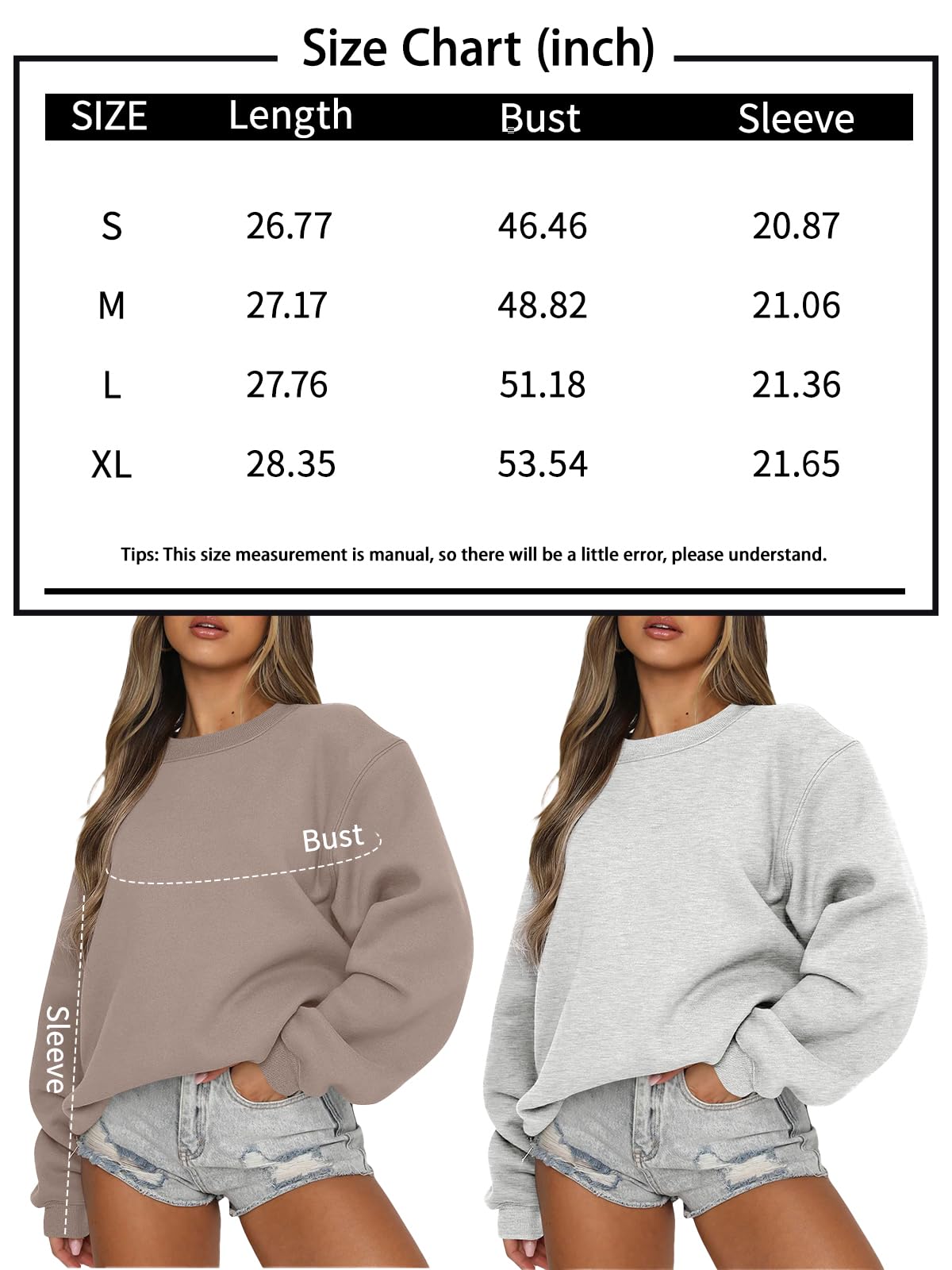 EFAN Womens Oversized Sweatshirts Crewneck y2k Hoodies Fall Fashion Outfits Teen Girls Cute Sweater 2024 Winter Clothes LightPink S