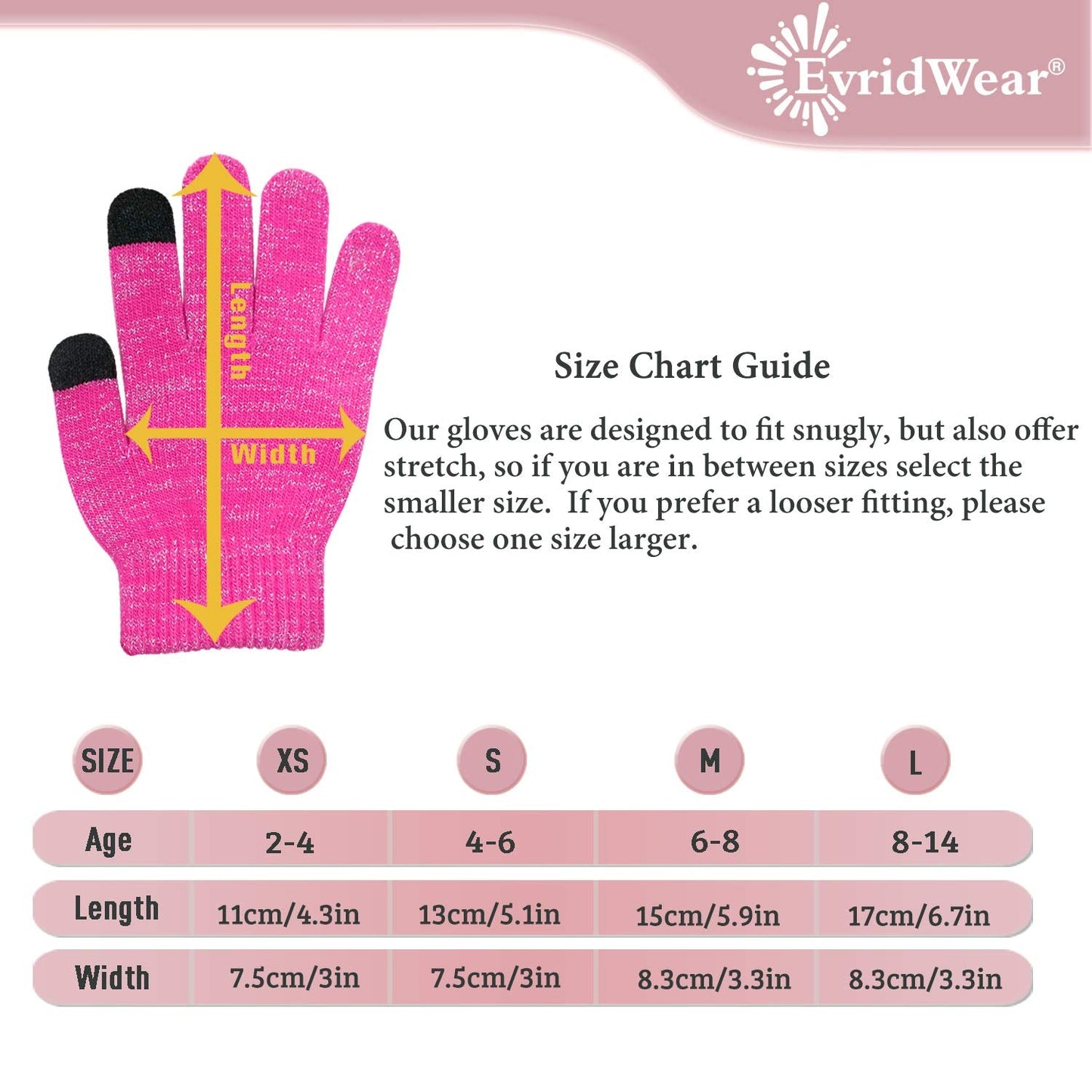 Evridwear Kids Winter Gloves for Toddler Girls and Boys, Touchscreen Knitted Warm Stretch Mittens 3 Pairs for Cold Weather