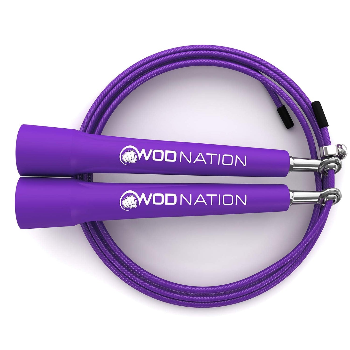 WOD Nation Adjustable Speed Jump Rope For Men, Women & Children - Blazing Fast Fitness Skipping Rope Perfect for Boxing, MMA, Endurance - Purple