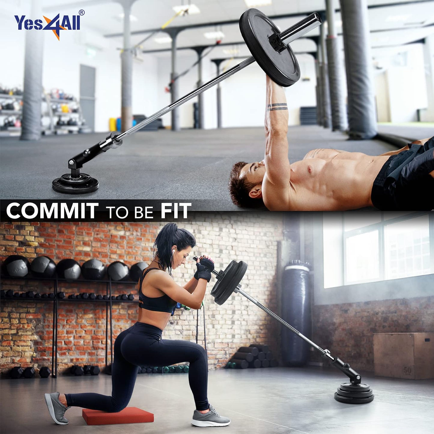 Yes4All T-Bar Row Plate Post Insert Landmine – Fit 2” Olympic Bars – Full 360° Swivel & Easy to Install (Black)