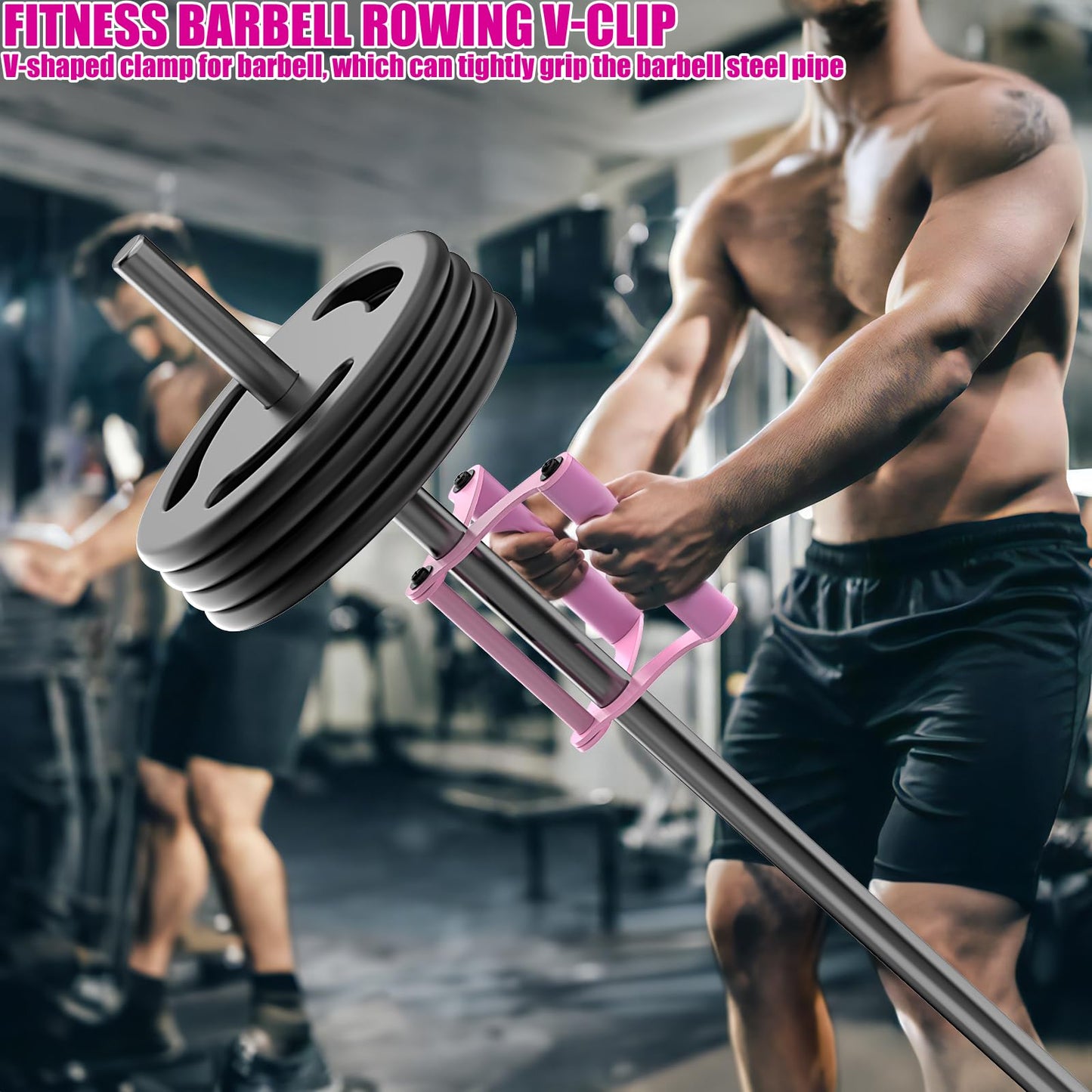 Lewufe V Bar Row Landmine Handle Attachment for Barbell Bars, Solid Double D Handle, T-Bar Row Handle Attachments with Non-Slip Rubber Grip, Fits Olympic Bar Strength Training Bar, Pink