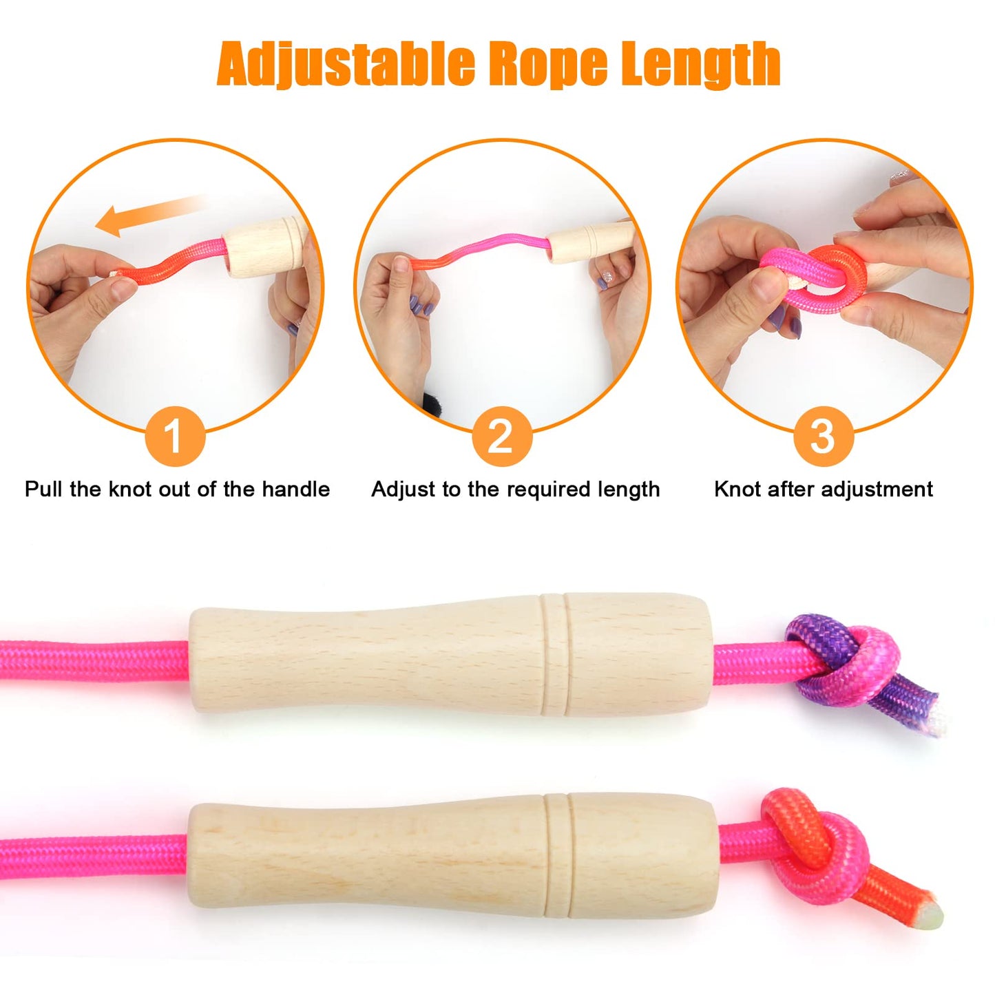 Coolrunner 16 FT Long Jump Rope(2 PACK), Double Dutch Jump Rope, Soft Beaded Skipping Rope for Kids Adults, Plastic Segmented Jump Rope, Long Enough for 4-5 Jumpers (Rainbow)