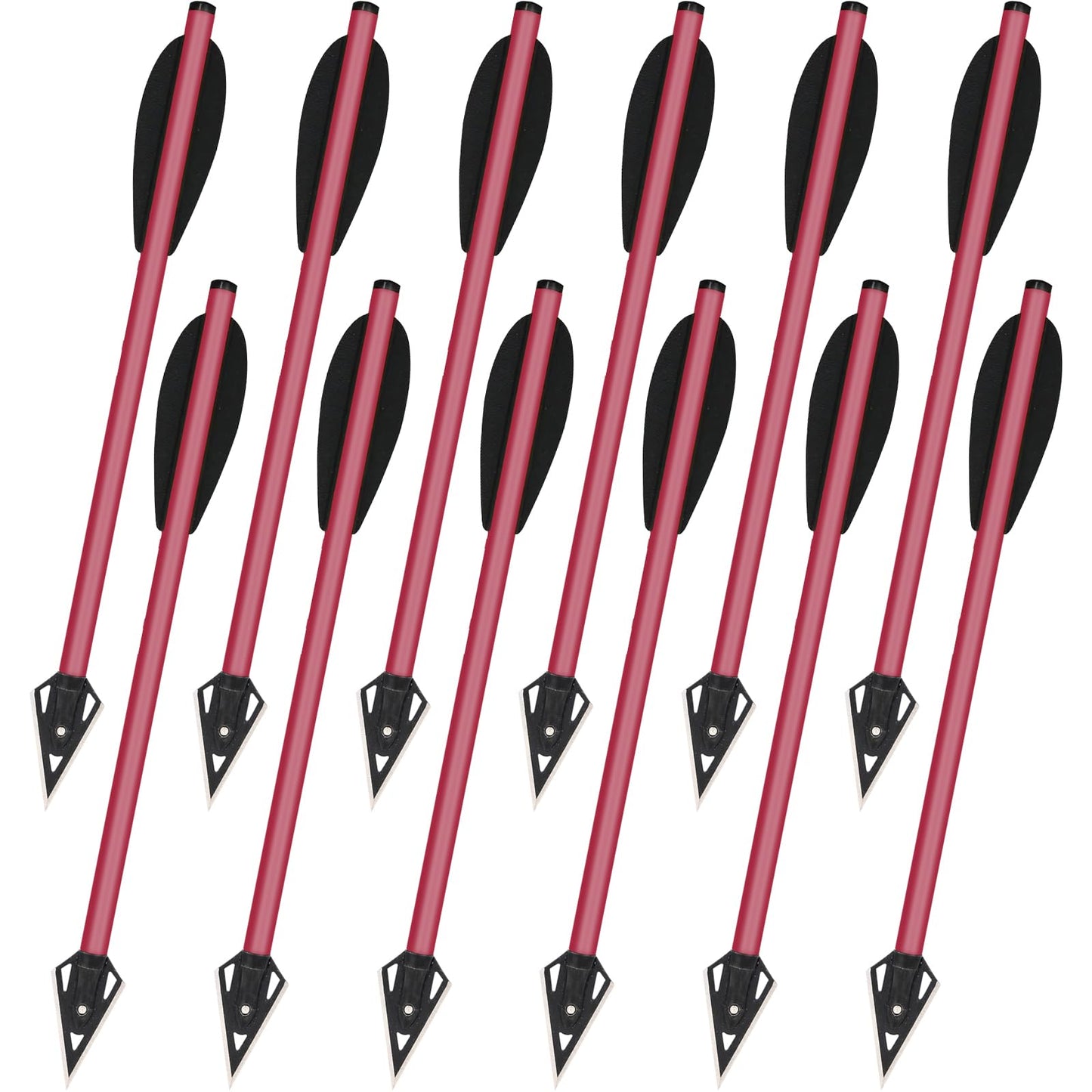HUNTSPM Mini Crossbow Bolts Aluminium Crossbow Arrows 6.3" Sharp Broadhead Tips Hunting Arrows for 50-80lbs Mini Crossbow Archery Pistol-Hunting Shooting Target Practice (12PCS Red)
