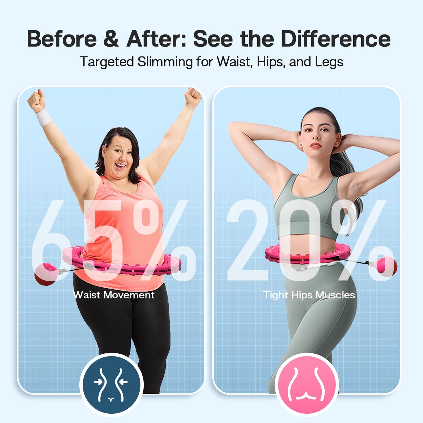 ZIBTREK Weighted Infinity Fitness Hoop for Adult Weight Loss, 2 in 1 Smart Fitness Workout Hula Circle Hoops with 27 Detachable Knots, Exercise Fit Hoop Suitable for Women and Beginners