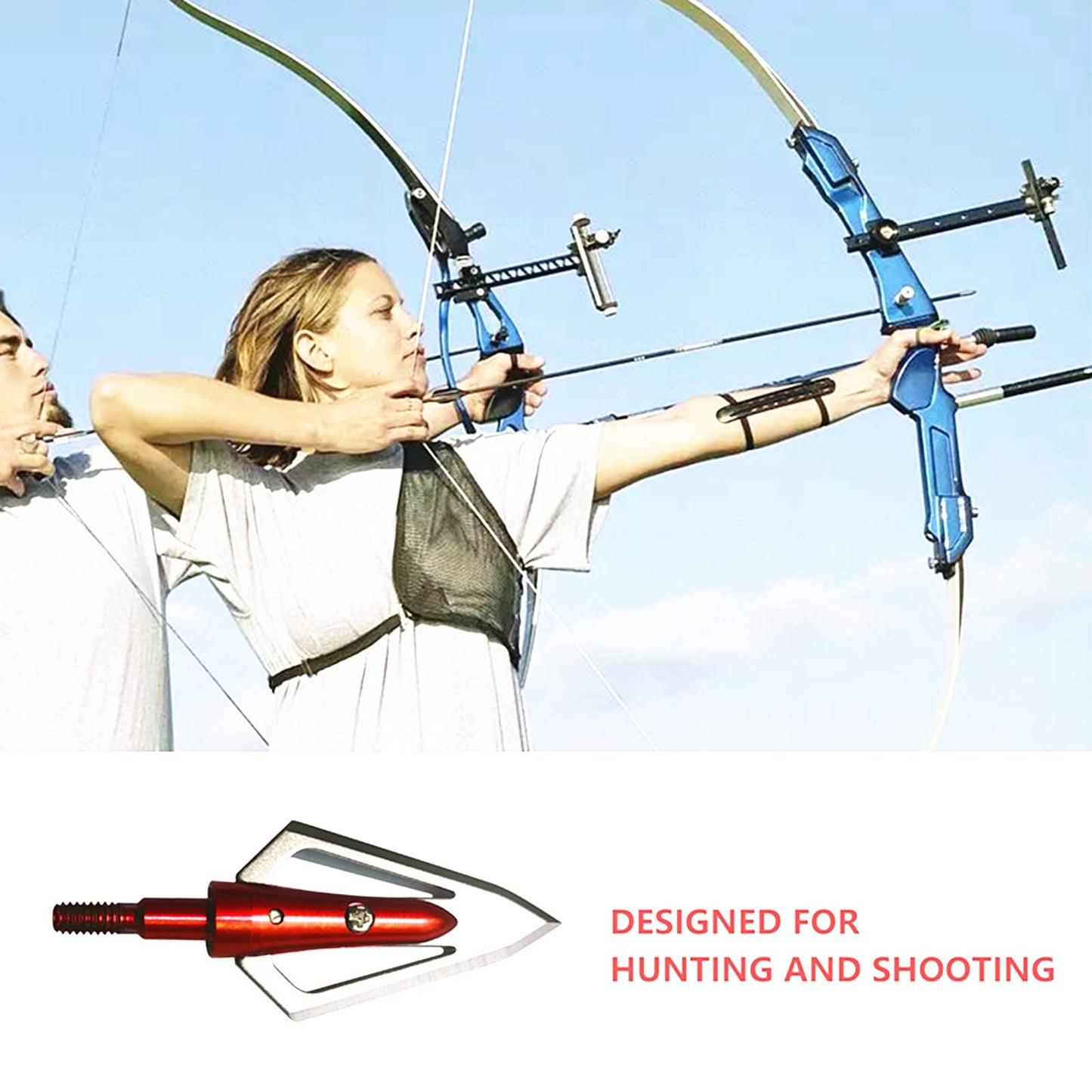 LeeMui Aluminum Hunting Archery Broadheads Blades Grain Screw-in Arrow Heads Tips Portable Case for Arrowheads Broadheads