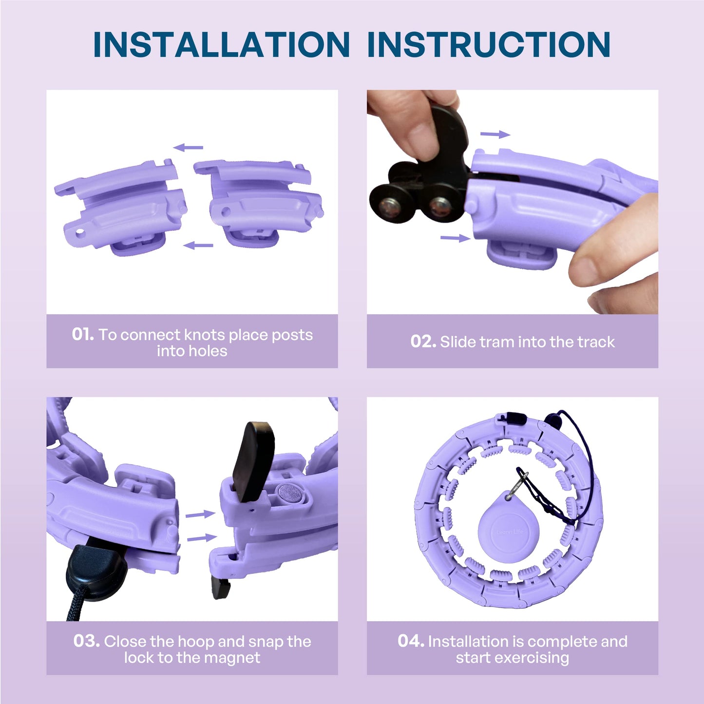 Leann L!fe Replacement Tram Wheels with Rope and Clip for Our U1 Type Weighted Hula Hoop for Adults Weight Loss, Exercise Equipment, Part for Infinity Hoop Plus Size, Small Size