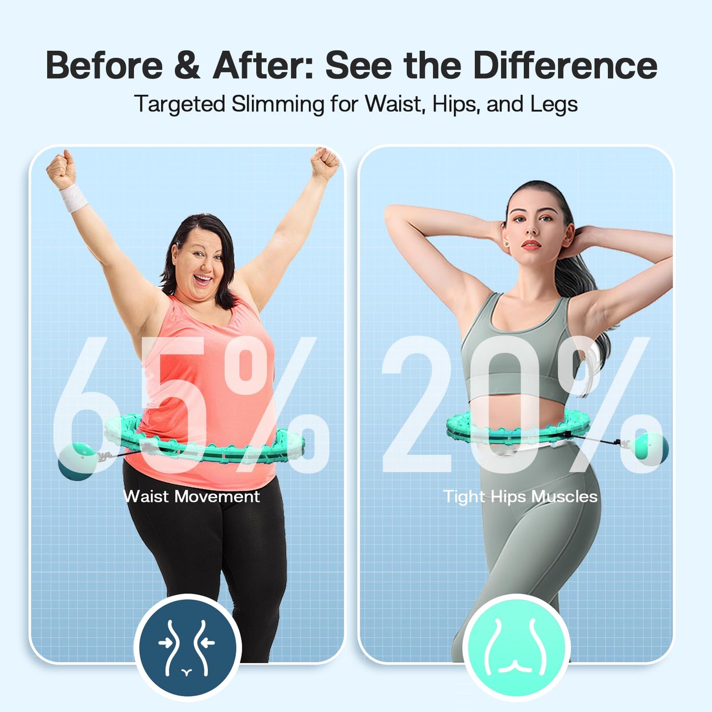 ZIBTREK Weighted Infinity Fitness Hoop for Adult Weight Loss, 2 in 1 Smart Fitness Workout Hula Circle Hoops with 27 Detachable Knots, Exercise Fit Hoop Suitable for Women and Beginners
