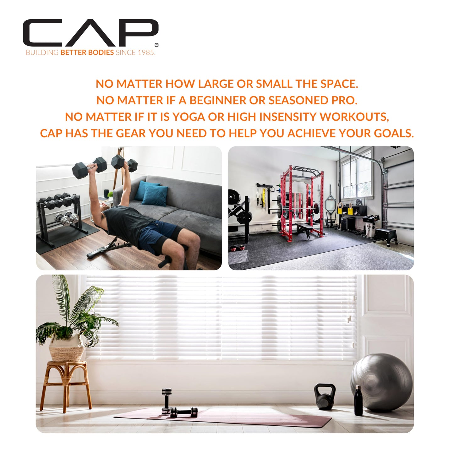 CAP Barbell 1/2-Inch Interlocking EVA Foam Exercise Puzzle Mats - 3 Pack | 24" x 24" x 1/2" | T Pattern - Black