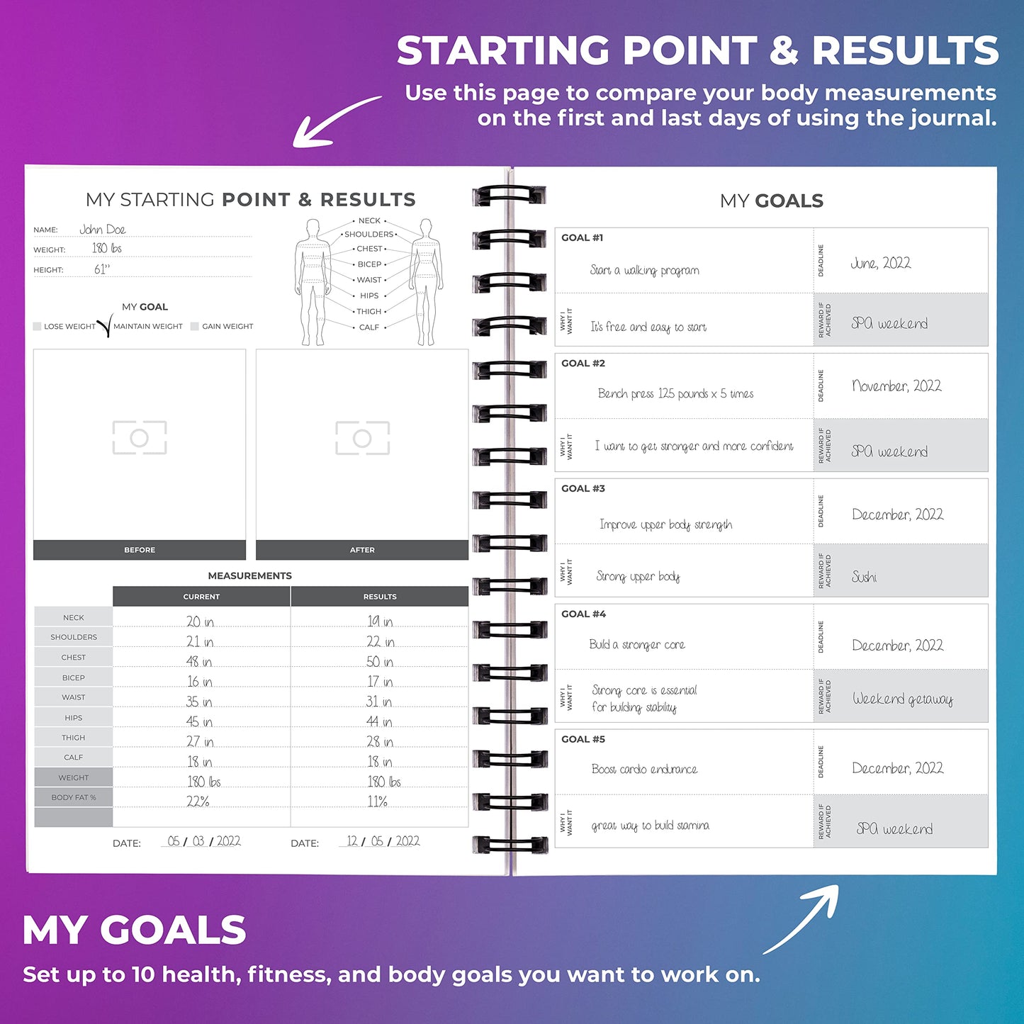 Clever Fox Fitness Journal Workout Log Book - Daily Fitness Planner Workout Journal for Women and Men. Spiral-Bound, Laminated Cover, Thick Pages, A5 (Orange Red)