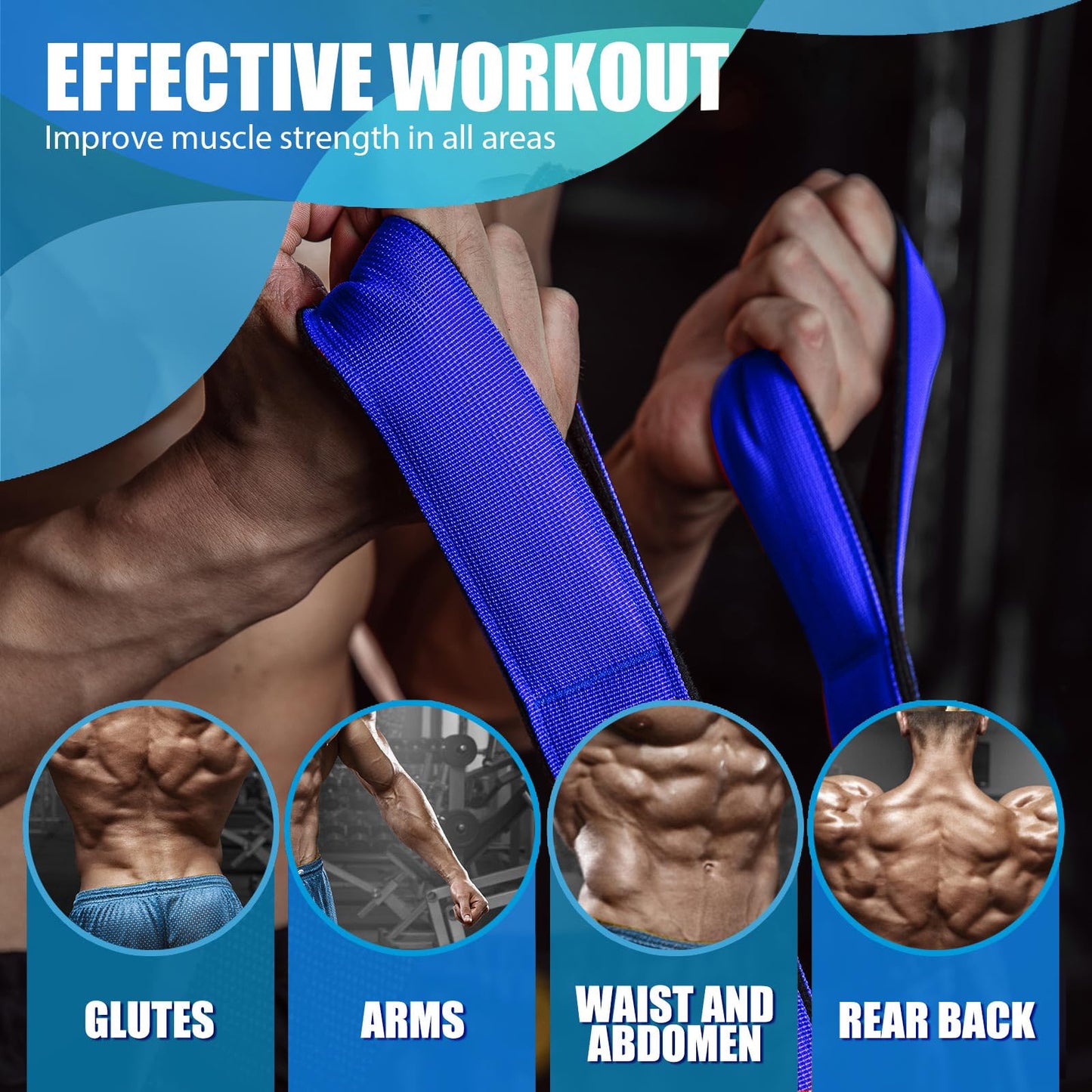 MANUEKLEAR Tricep Rope Cable Attachment Handles, Greater Range of Motion, Tricep Pull Down Rope for Push Downs, Crunches, Facepulls for Professional Gym (Blue)