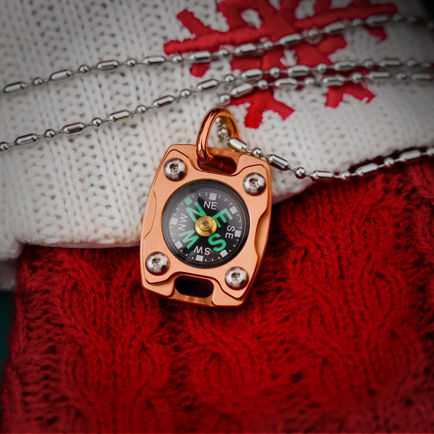 Mecarmy Mini Compass Titanium/Brass, Pocket Compass Hiking Survival, Small Waterproof Ipx5 Hiking Compass Keychain, Special Compass Necklace, Survival Hiking Gear Graduation Present for Women Men