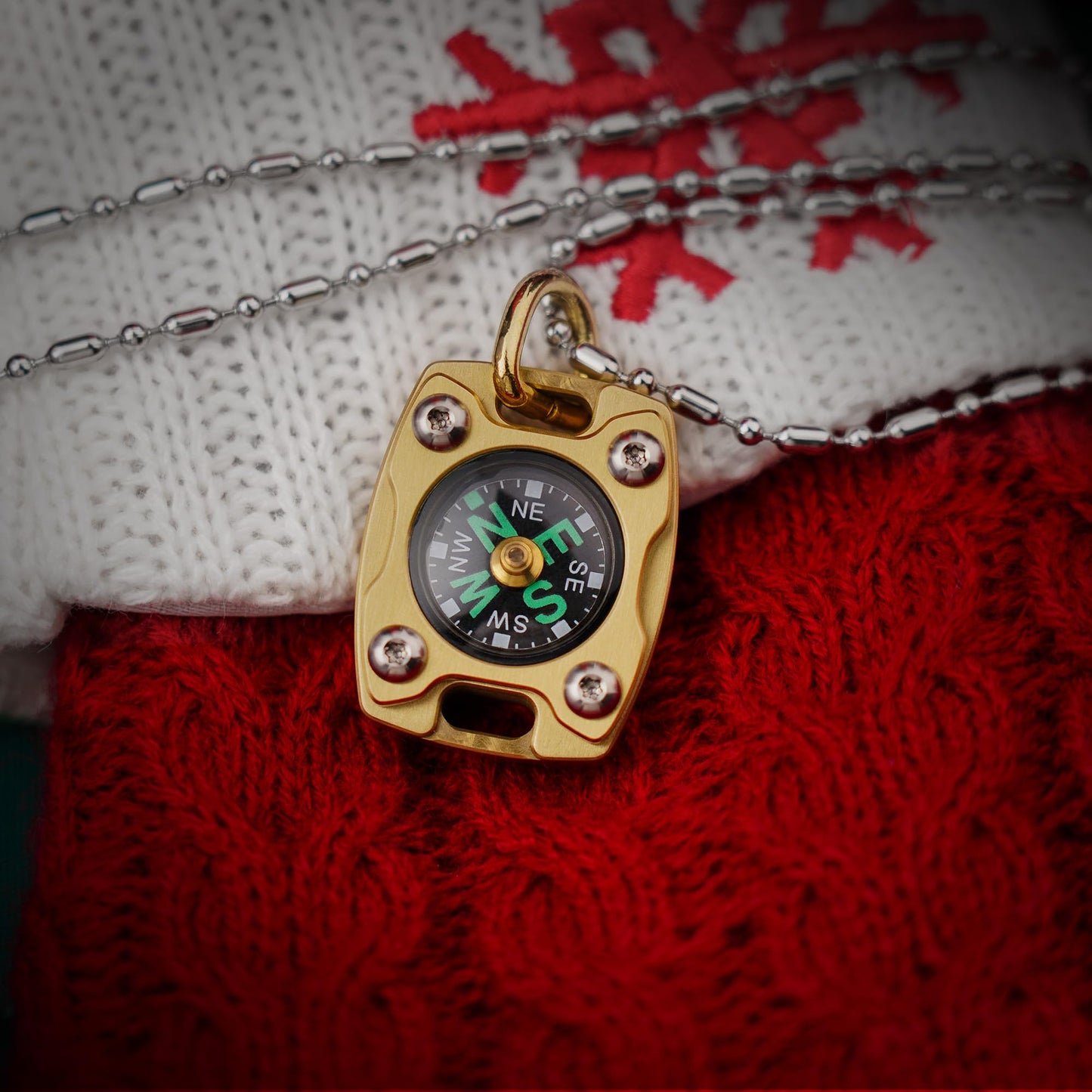 Mecarmy Mini Compass Titanium/Brass, Pocket Compass Hiking Survival, Small Waterproof Ipx5 Hiking Compass Keychain, Special Compass Necklace, Survival Hiking Gear Graduation Present for Women Men