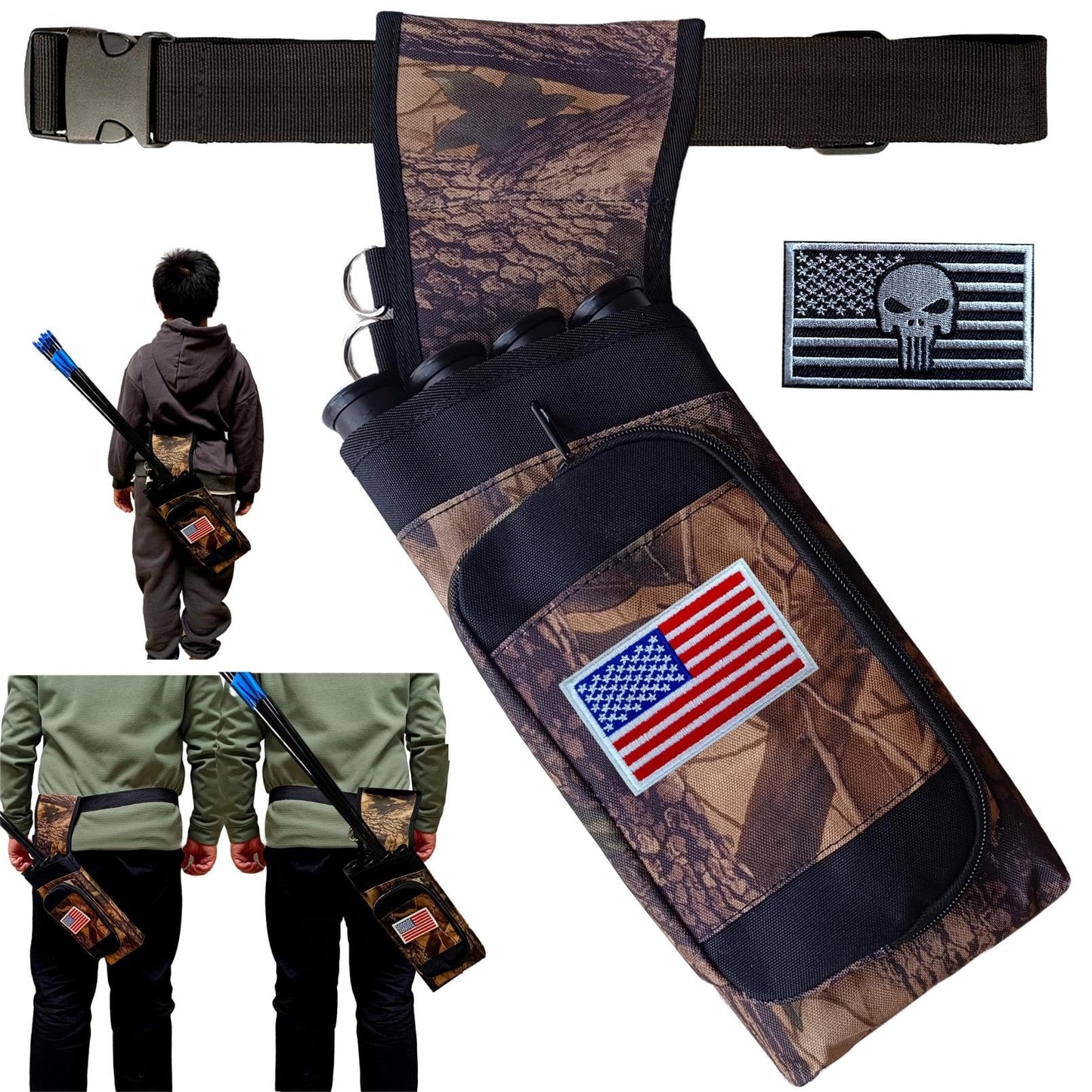 CCFREELIFE Hip Quivers for Archery, 4 Arrow Tubes Quiver Arrow Holder,Nylon Archery Quiver Hip for Left Or Right-Handed Archers, Great for Youth & Adults, Idea for Archery Shooter