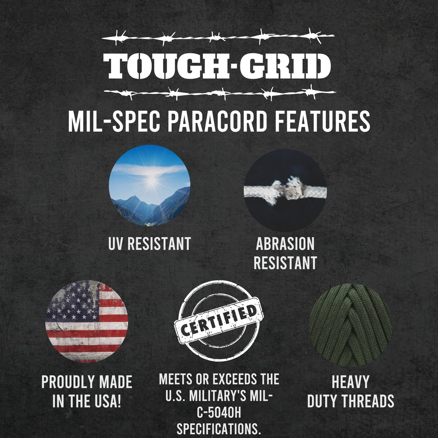 TOUGH-GRID 750lb Paracord/Parachute Cord - 100% Nylon Mil-Spec Type IV Paracord Used by The US Military, Great for Bracelets and Lanyards, 150Ft. - Neon (Tri-Pack)