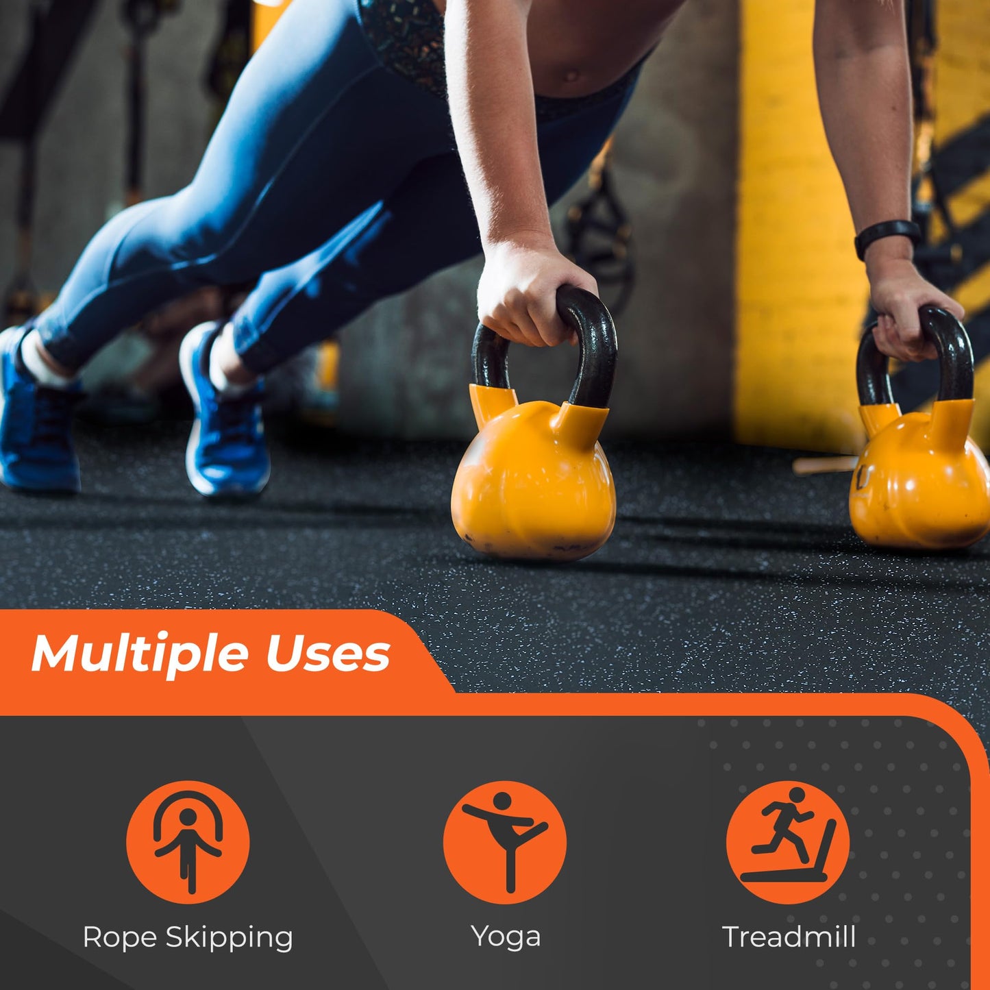 SUPERJARE 0.4'' Thick 6 Pcs 24 Sq Ft Rubber Top Exercise Equipment Mats, High Density EVA Foam Mats with Rubber Top, Interlocking Gym Flooring for Home Gym, Protective Workout Mat, Black/Blue
