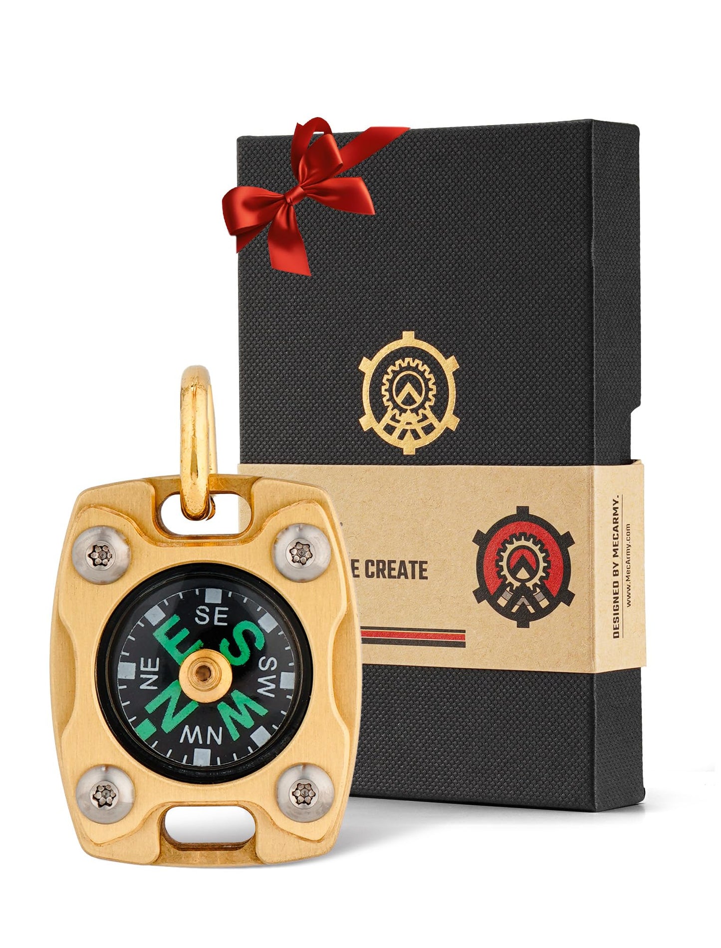Mecarmy Mini Compass Titanium/Brass, Pocket Compass Hiking Survival, Small Waterproof Ipx5 Hiking Compass Keychain, Special Compass Necklace, Survival Hiking Gear Graduation Present for Women Men