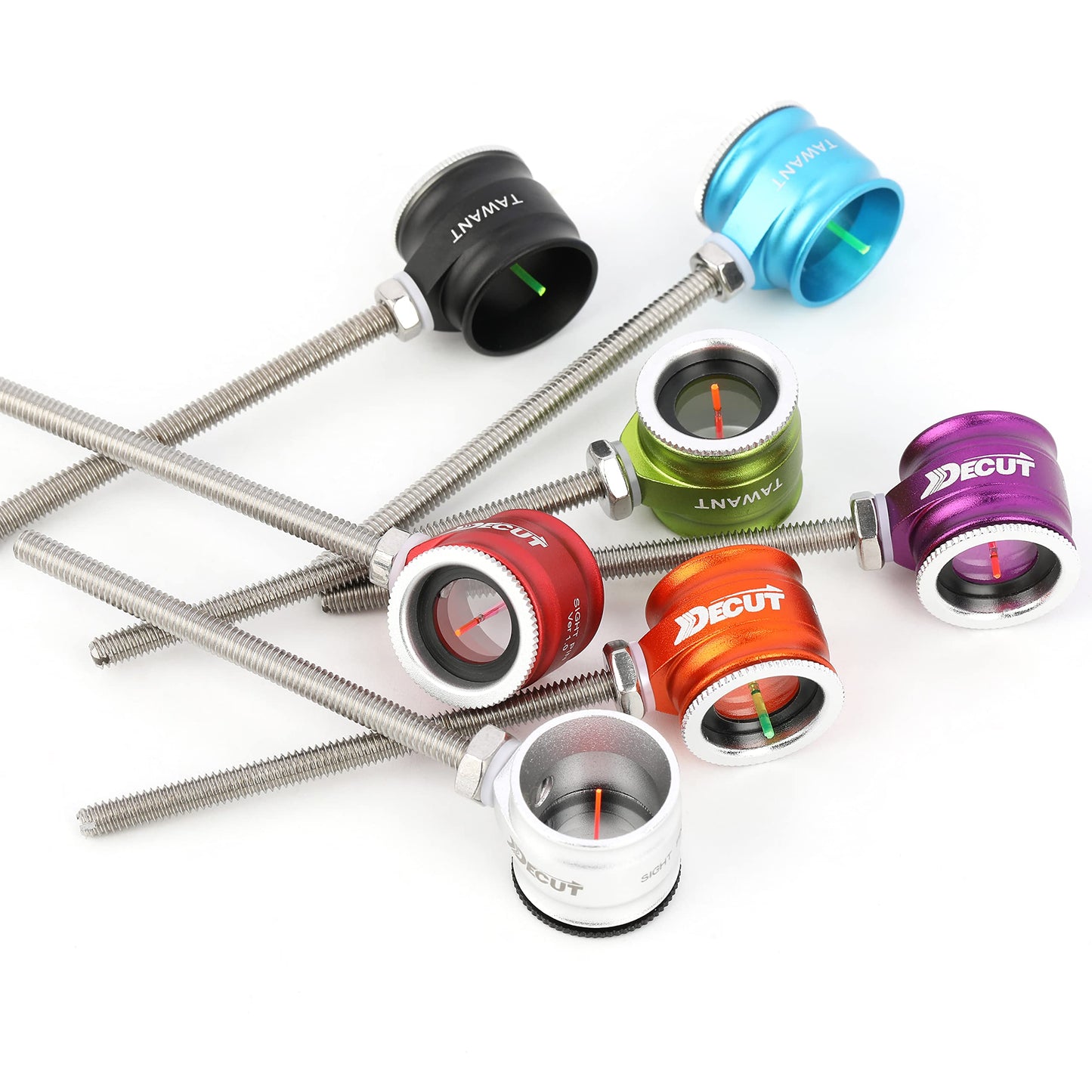 Archery Recurve Bow Sight Scope Sight Pin with 0.5/0.75/1.0 Optical Fiber Arrow Aluminum Sight for Hunting Bow Accessory (Green, 0.5)
