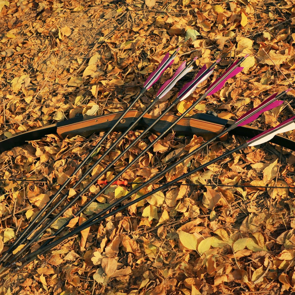 LWANO 31" Carbon Hunting Arrows Archery Target Practice Arrows with 5" Turkey Feathers spine 500 for Recurve Bow and Compound Bow(Pack of 12) (7.8MM Purple)