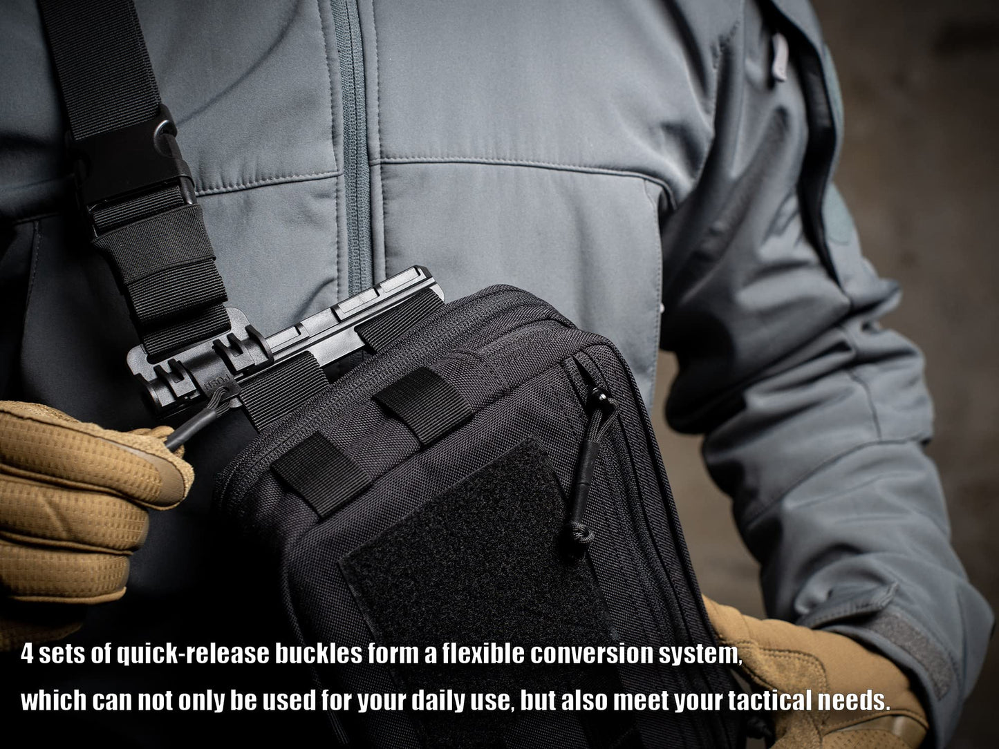 CLTAC Tactical Chest Rig Bag Concealed Carry CCW Pack Molle Pouch IFAK EMT Medical Organizer for Outdoor Hunting Shooting Hiking with Quick Release Harness and Gun Holster