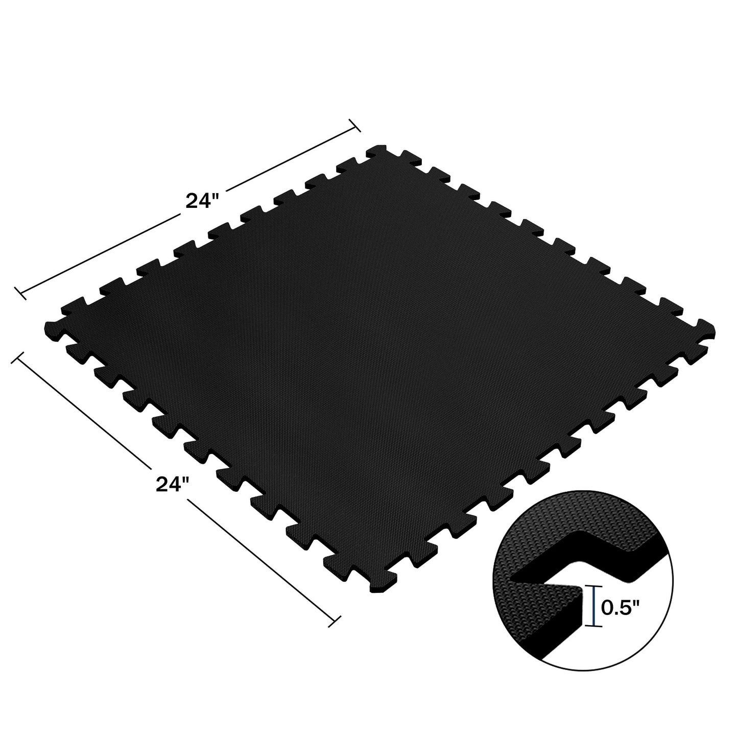 EVA Foam Mat Tiles 8-Pack - 32 SQ FT of Interlocking Padding for Garage, Playroom, or Gym Flooring - Workout Mat or Baby Playmat by Stalwart (Black)