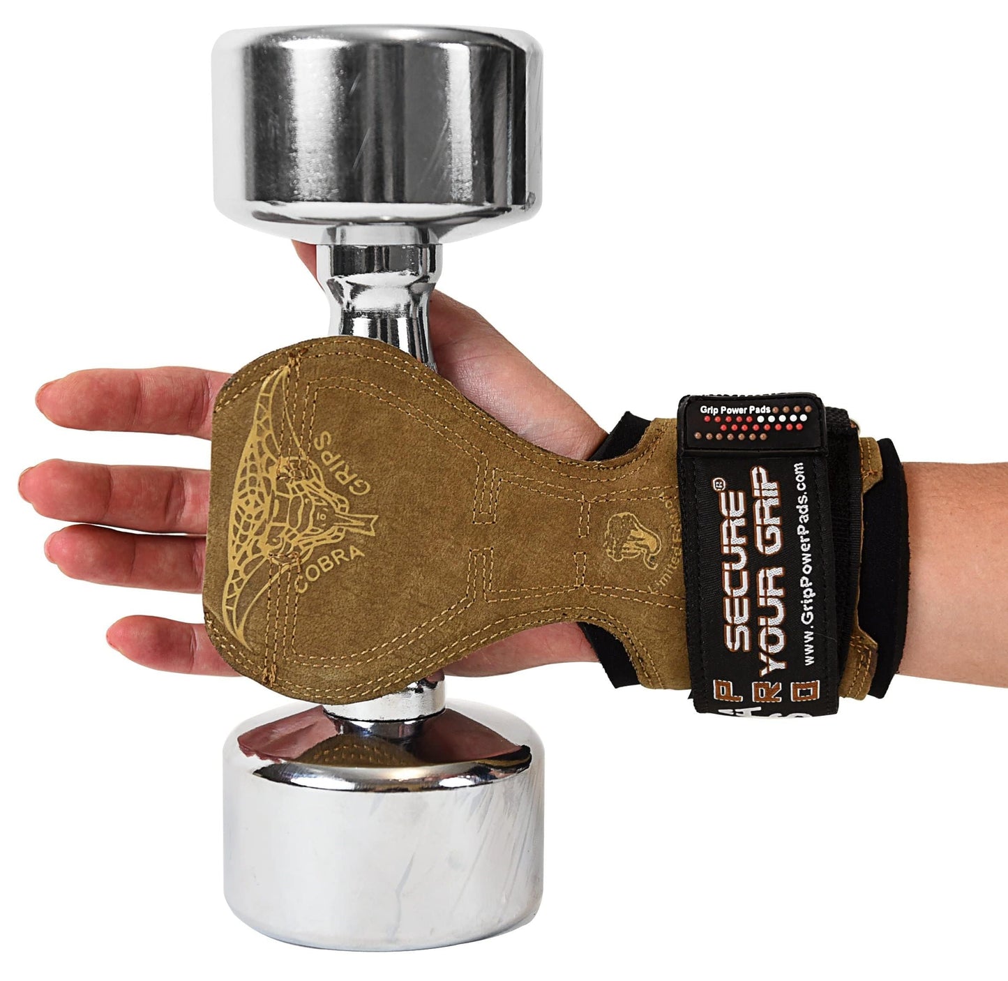 Cobra Grips FIT Brown Leather Weight Lifting Gloves Heavy Duty Straps Alternative to Power Lifting Hooks for Deadlifts with Built in Neoprene Padded Wrist Support (FIT Brown Leather)