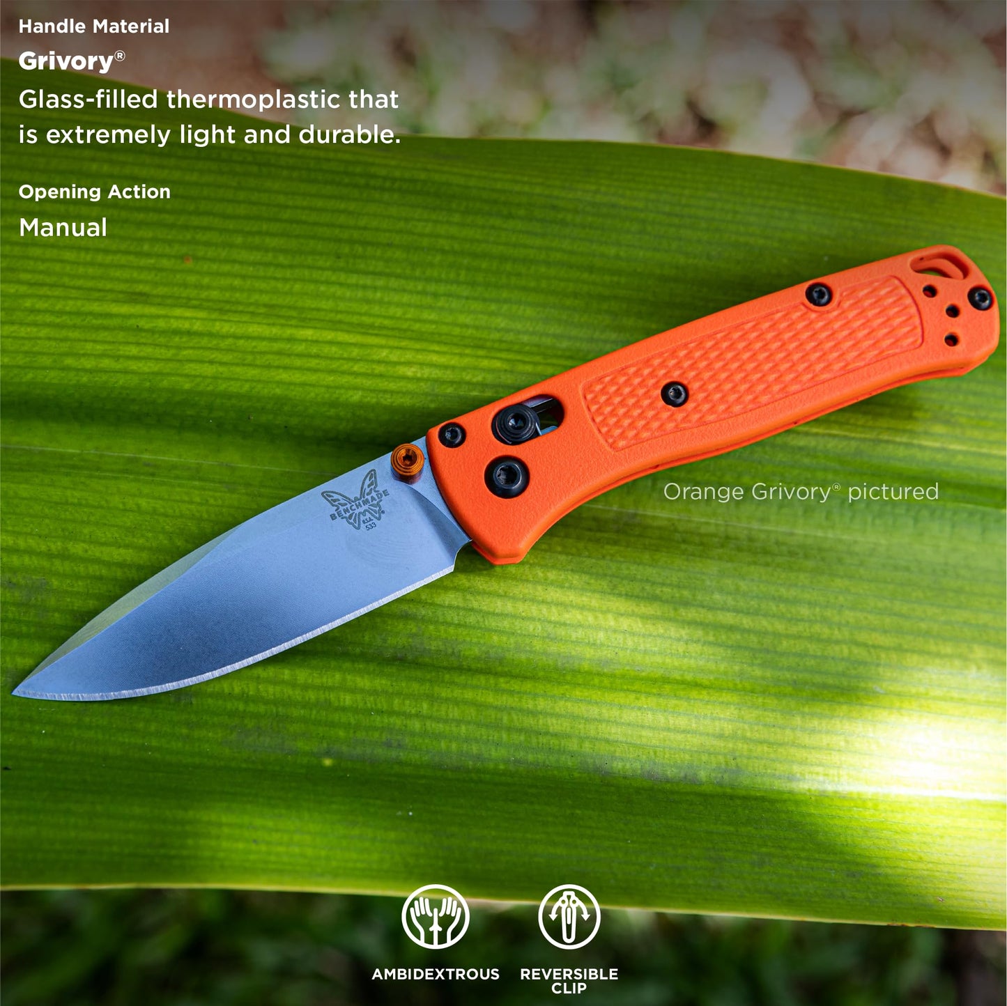 Benchmade - Mini Bugout 533 Folding Knife with Mesa Red Grivory Handle (533-04)