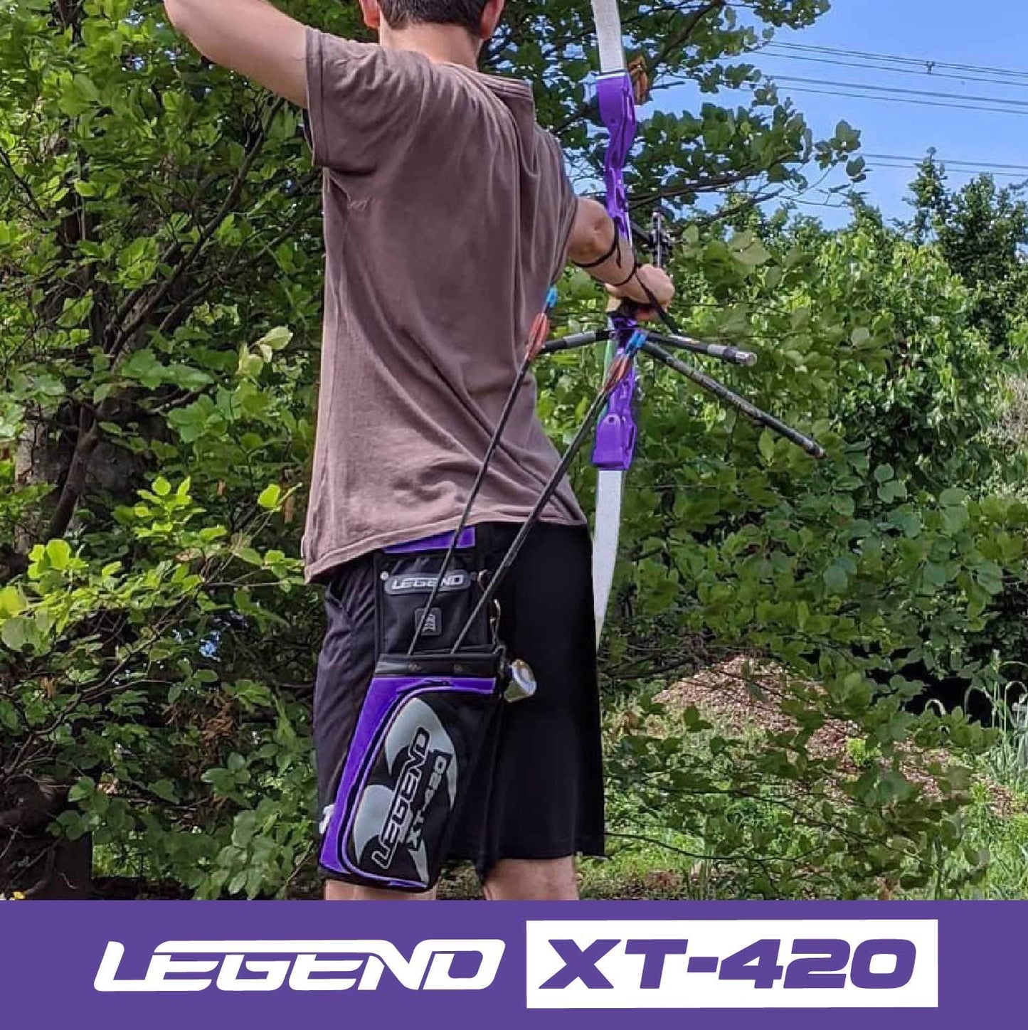 Legend XT420 Archery Field Quiver for Arrows - Right Handed Archery Hip Quiver with Belt, 3 Arrow Compartments - Storage Pocket for Archery Accessories - Nylon Material - 5.25"x1.5"x16" Purple