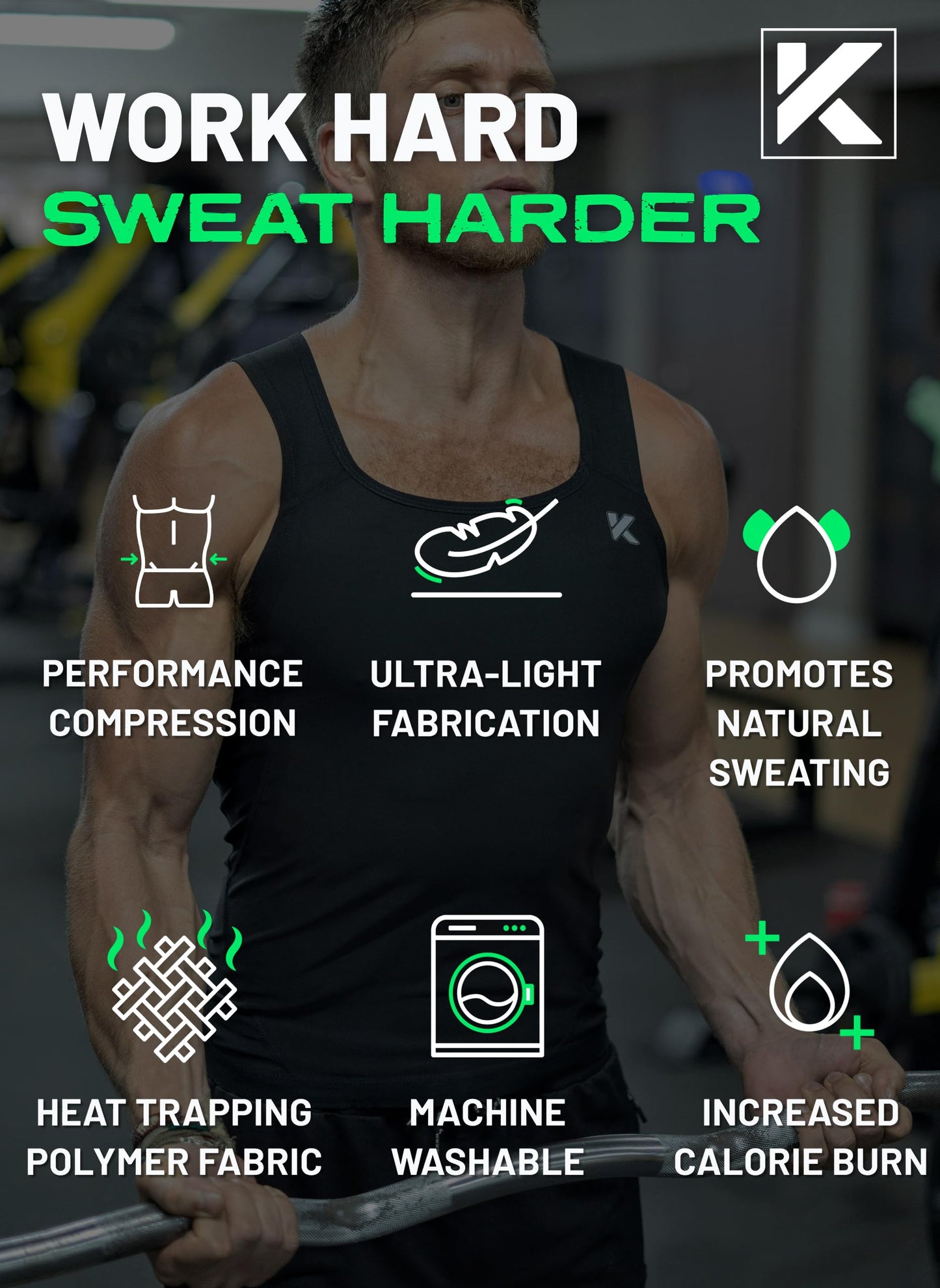 Kewlioo Men's Premium Sauna Tank Top for Men - Heat Trapping Sauna Shirt for Men, Compression Sweat Suit for Gym, Workouts, Exercise, Fitness, Sauna Suit for Men (Black, S/M)