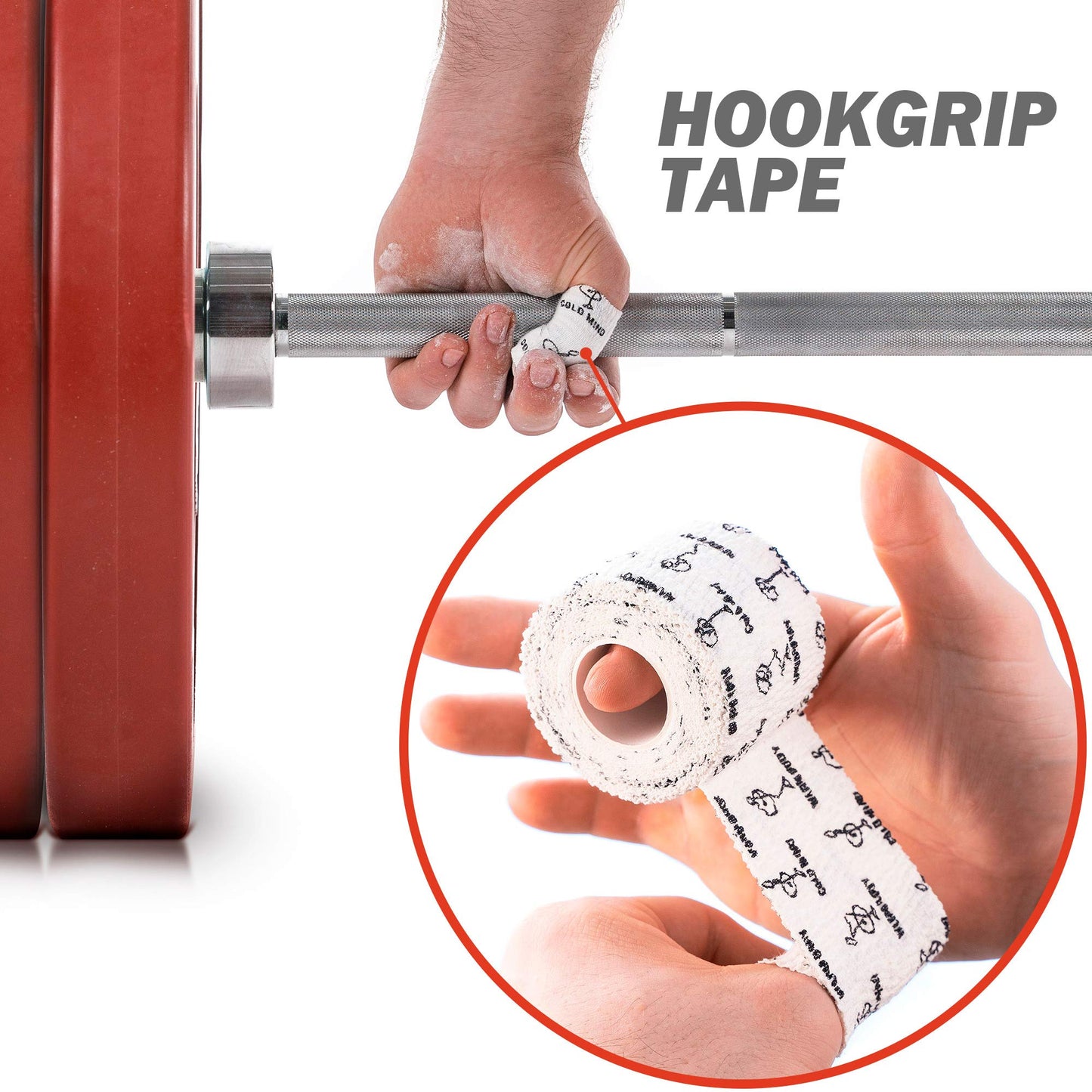 WARM BODY COLD MIND 2" Premium Lifting Thumb Tape for Weightlifting - Hook Grip for Powerlifting, Strength/Cross Training, Deadlift, Weight Lifting, Athletic Finger Wrap (White 3 Rolls)