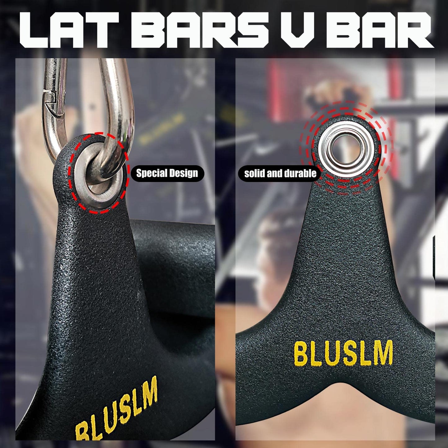 Lat Pull Down Bar for Cable Machine, Lat Pulldown Attachments T Bar V Bar Cable Attachment, Back Tricep Bar Strength Training Handle (BL02)