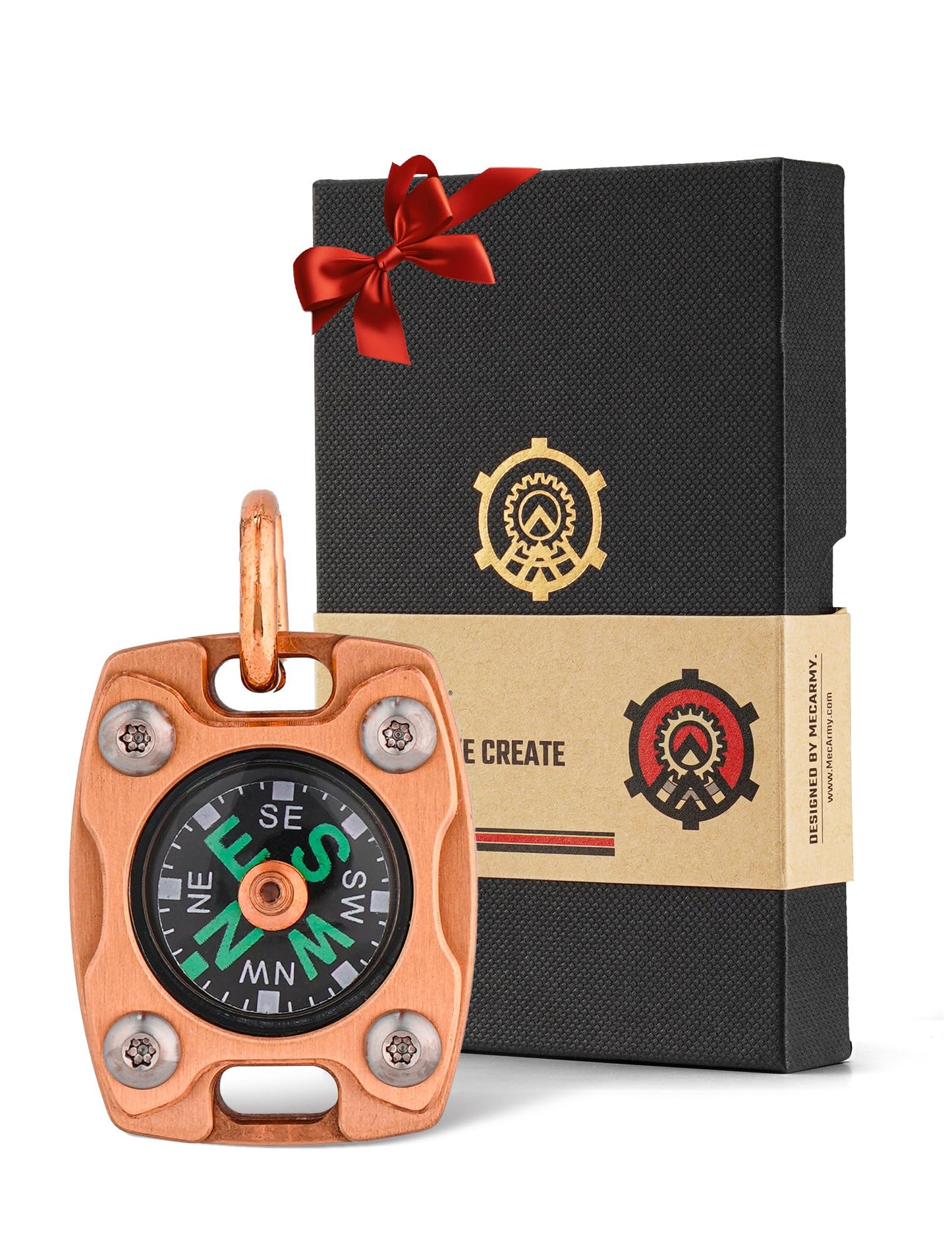 Mecarmy Mini Compass Titanium/Brass, Pocket Compass Hiking Survival, Small Waterproof Ipx5 Hiking Compass Keychain, Special Compass Necklace, Survival Hiking Gear Graduation Present for Women Men